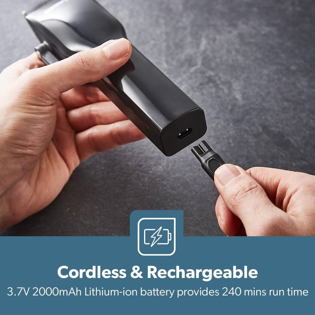 Geepas Professional Cordless Hair Clipper & Beard Trimmer - Rechargeable Battery, Digital Electric Stubble Trimmer for Men - Precise Lines & Smooth Shaving - Perfect for Home Grooming, Travel & Barbershop Use