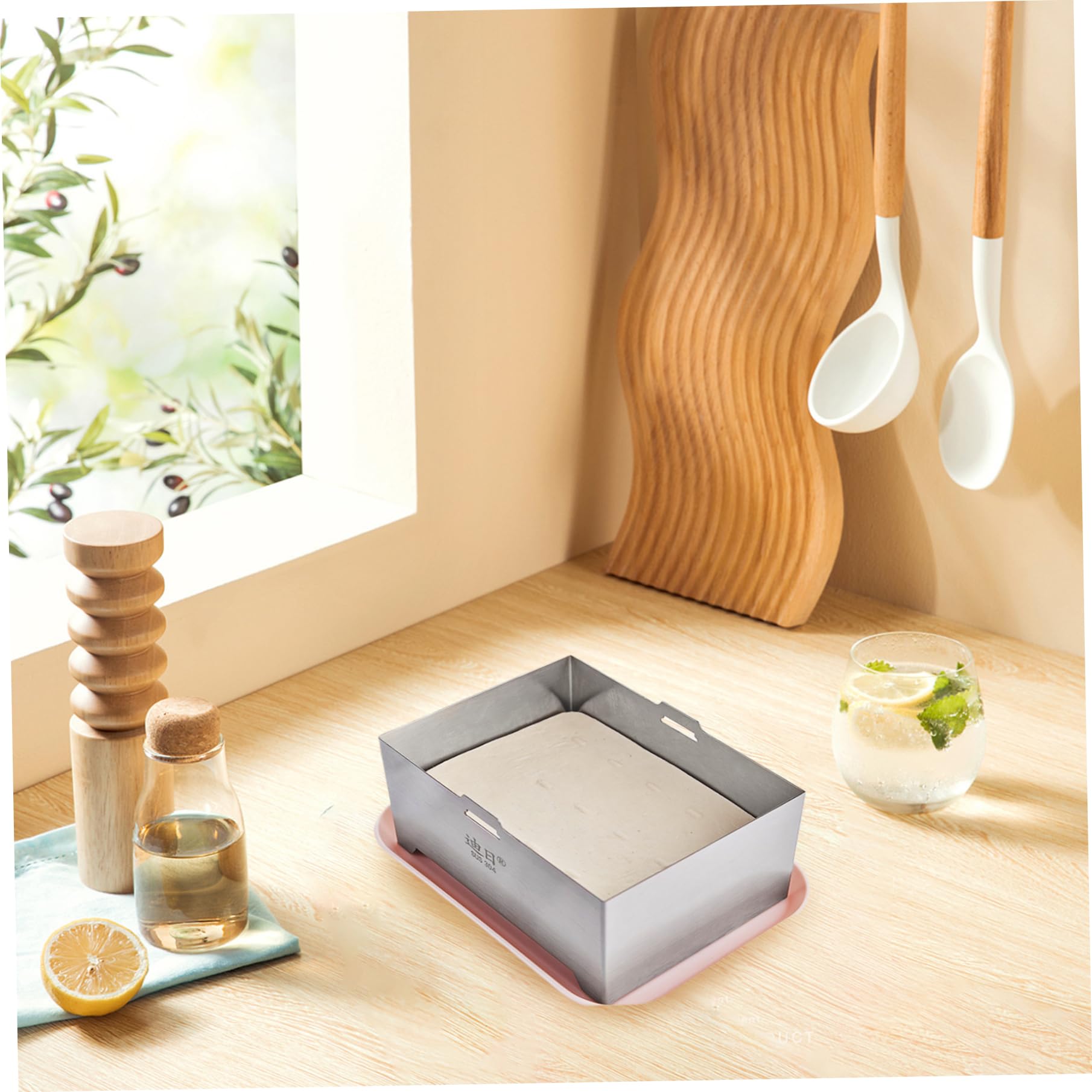 Stainless Steel Tofu Press with Adjustable Pressure & Drip Tray - 6.3x4.7x3.5 Inch Paneer Maker for Homemade Tofu (1kg Capacity) | Perfect for Vegan Cooking, Meal Prep & Cheese Making