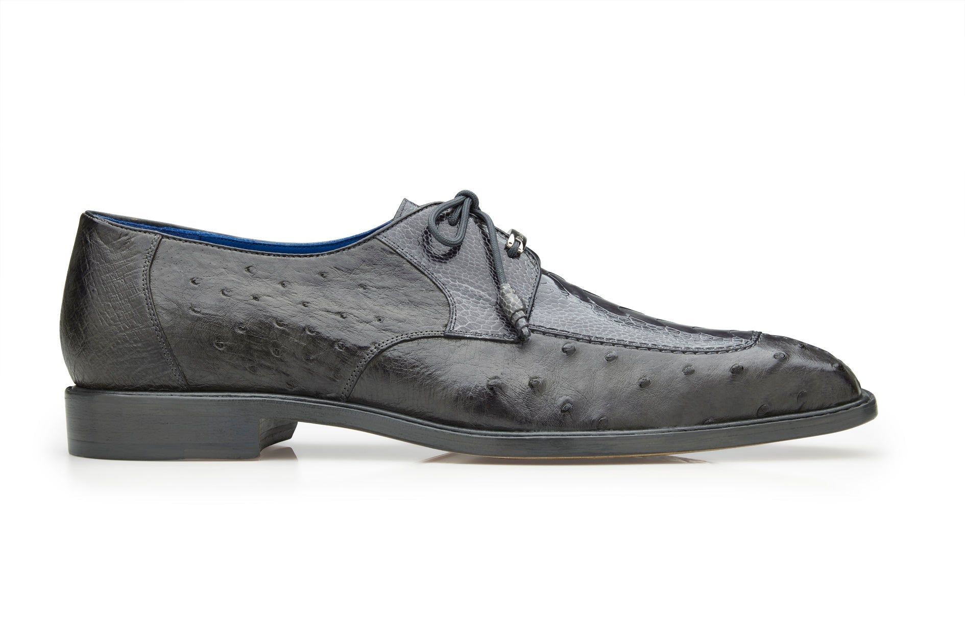 Belvedere Bolero Genuine Ostrich Leather Dress Shoes for Men - Gray Size R43 (US 9.5) - Premium Formal & Business Attire for Weddings, Office & Special Occasions