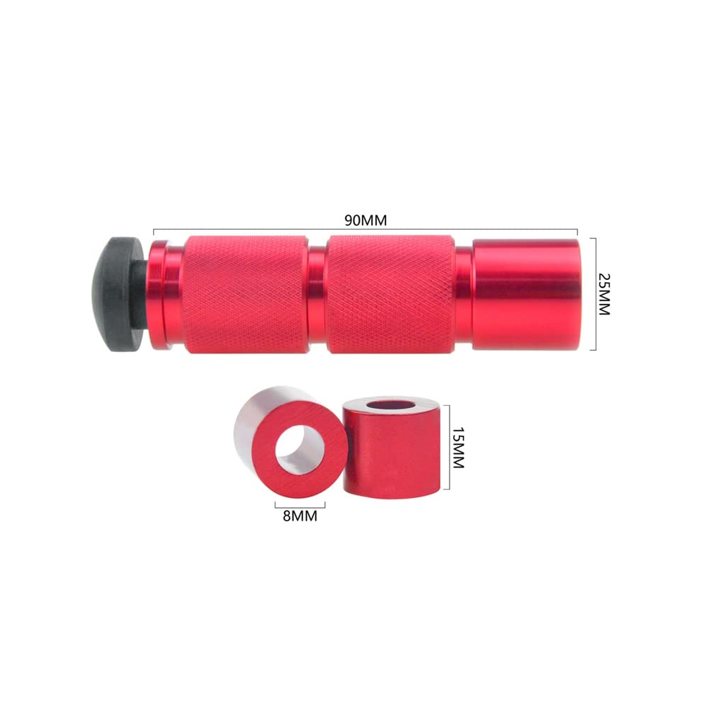 1 Pair Universal M8 Motorcycle Foot Pegs - Aluminum Alloy Non-Slip Footrest Pedals for Motorcycles, Dirt Bikes, Scooters & ATVs (Red) - Perfect for Off-Road Adventures & Daily Commuting