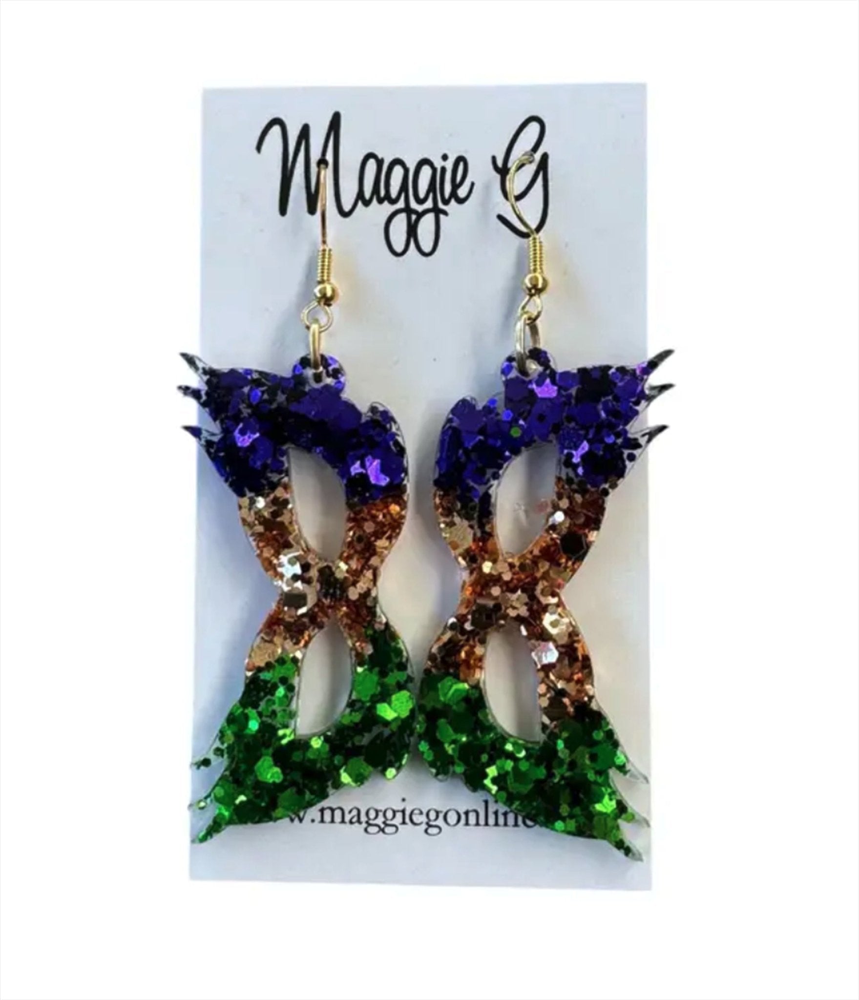 Sparkly Mardi Gras Mask Earrings with Glitter - Festive Party Accessories for Carnival, Halloween & Costume Events