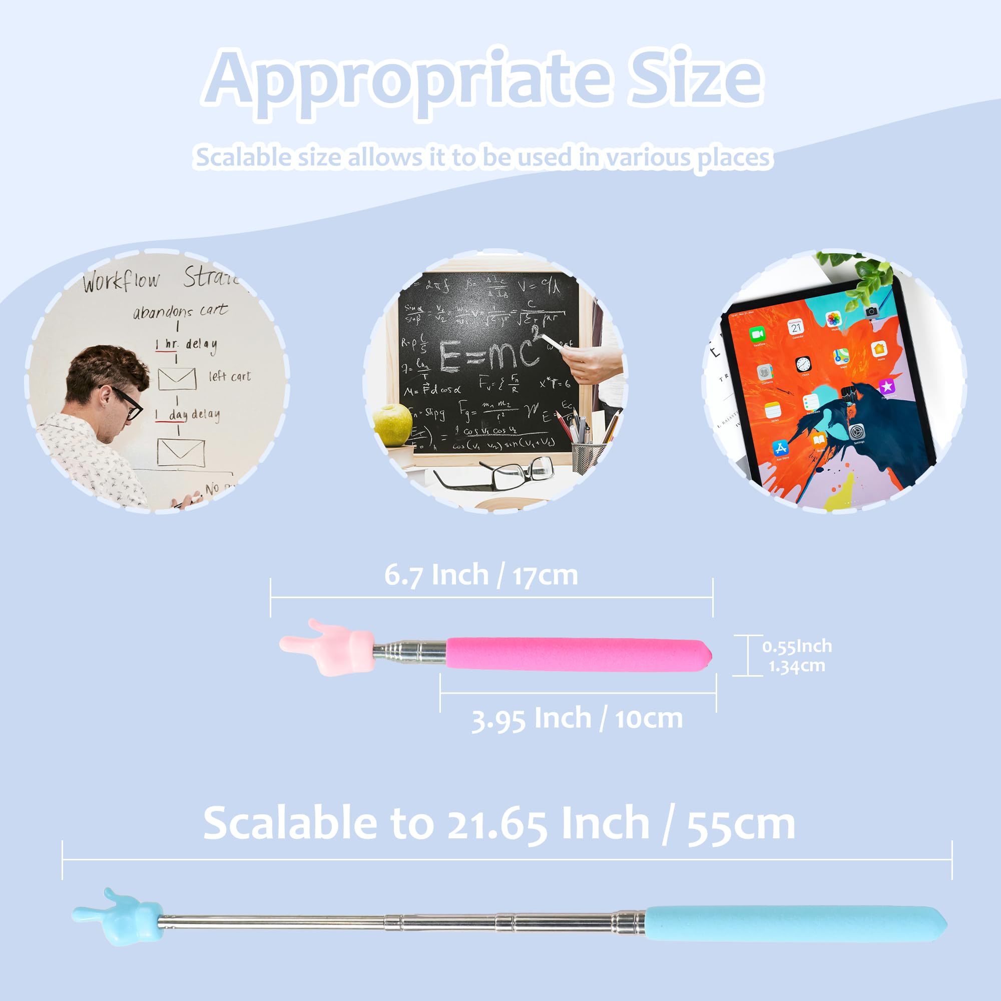 4Pcs Telescopic Teacher Pointer Sticks for Classroom & Kindergarten - Black Blue Pink Purple - Perfect for Teaching & Presentations