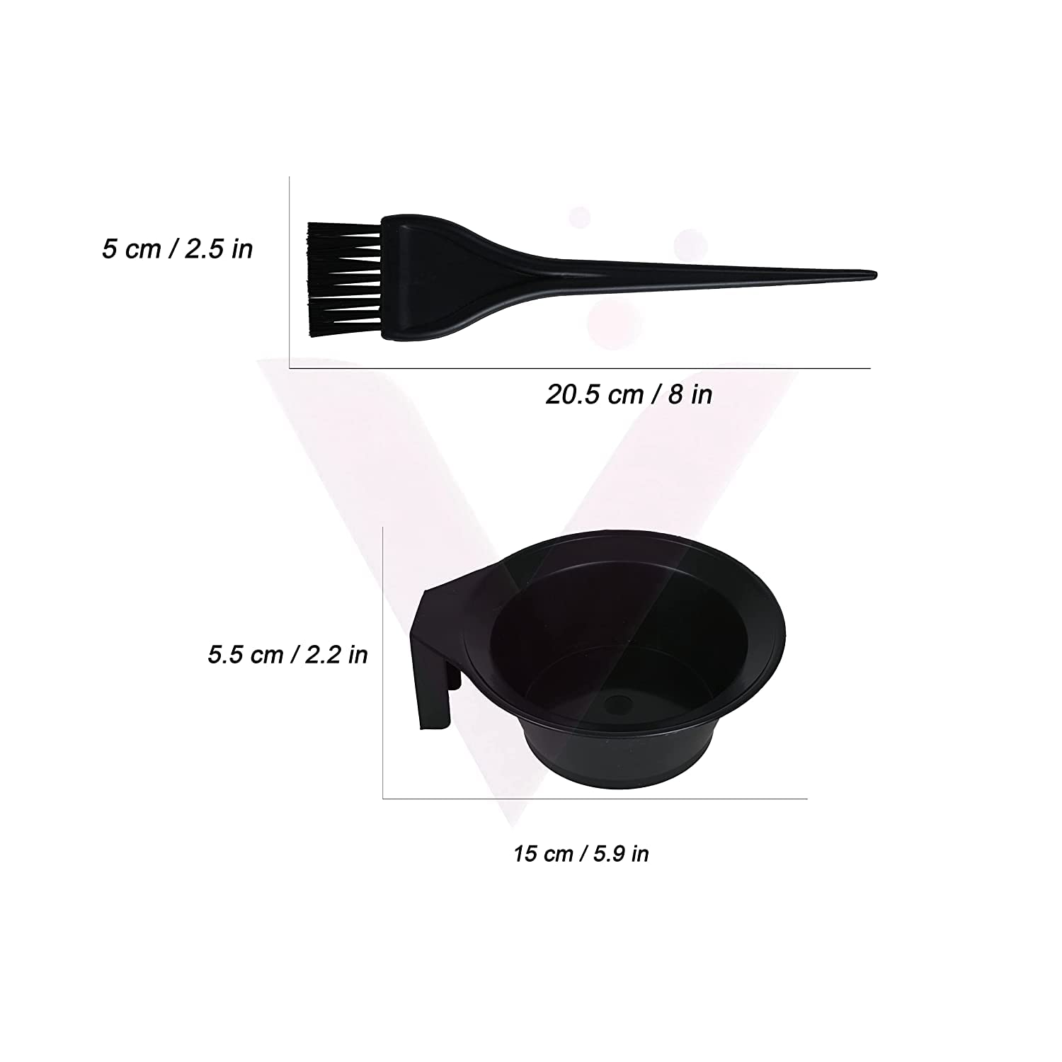 HARU MALL Professional Hair Dye Brush & Mixing Bowl Kit - Black (1 Bowl + 1 Brush) for Salon-Quality At-Home Hair Coloring, Highlights & Root Touch-Ups
