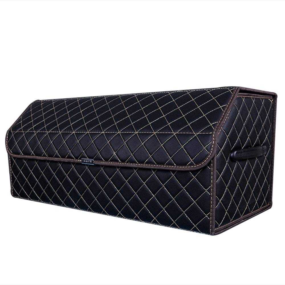 DBM-BXG Premium Leather Car Trunk Organizer - Foldable Storage Box for Cars, SUVs & Trucks - Ideal for Travel, Camping & Road Trips