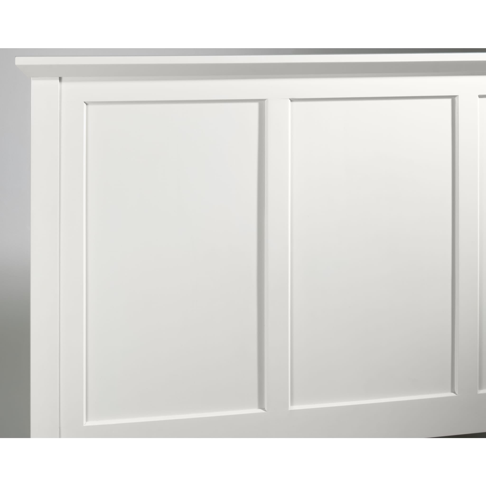 Paragon White Wood Panel Bed Frame - Queen Size Solid Wood Platform Bed with Headboard for Modern Bedroom Decor