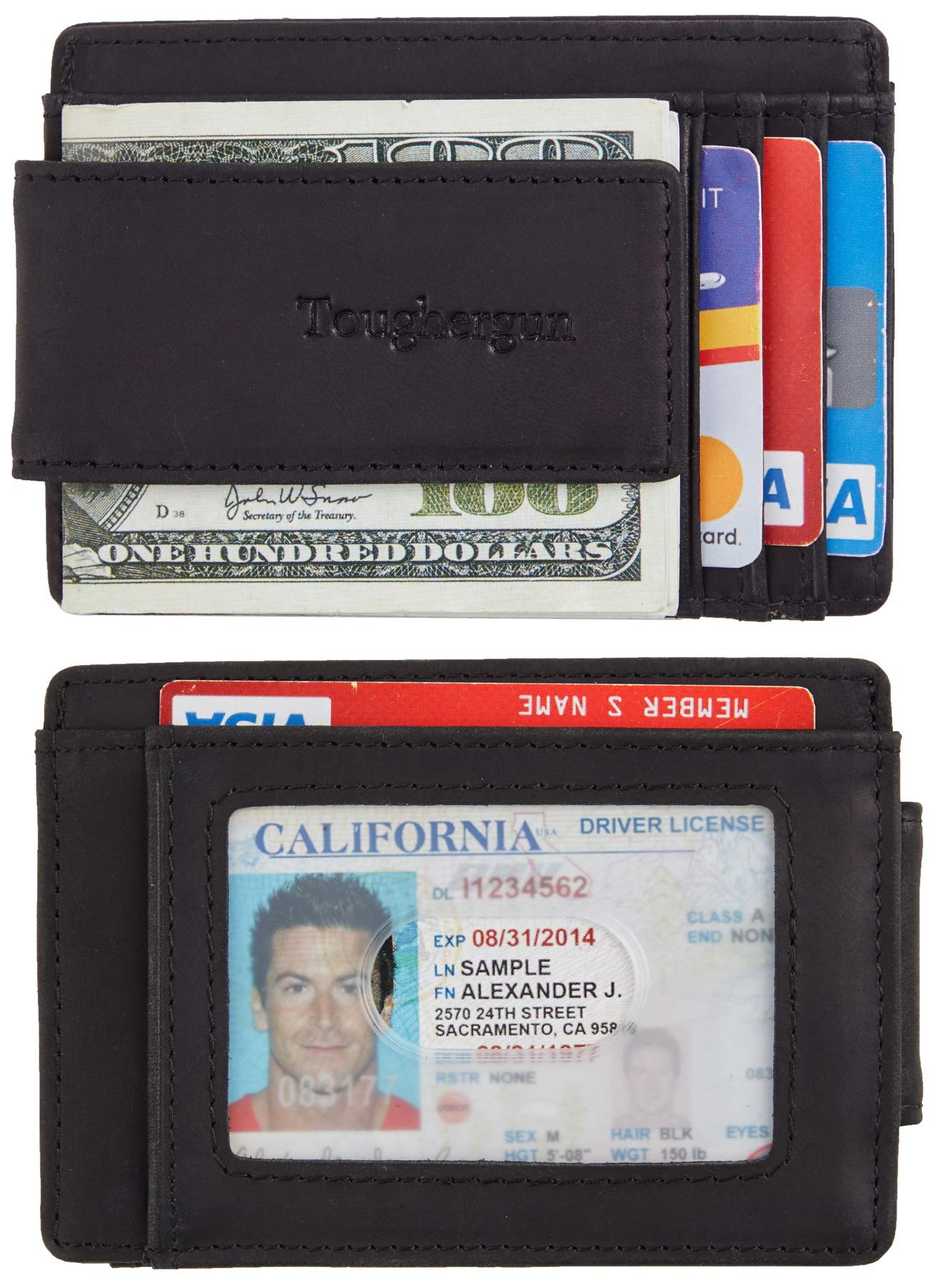 Slim Minimalist Leather Wallet for Men - RFID Blocking Magnetic Money Clip Credit Card Holder - Holds Cash & Cards - Perfect for Travel, Business & Everyday Use