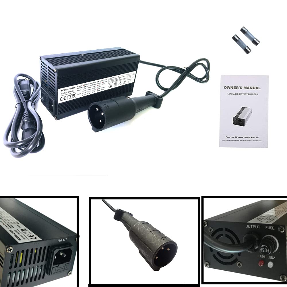 48V 6A Golf Cart Battery Charger for Club Car | 3-Pin Round Connector | Fast Charging & Durable | Perfect for Golf Courses, Resorts & Home Use