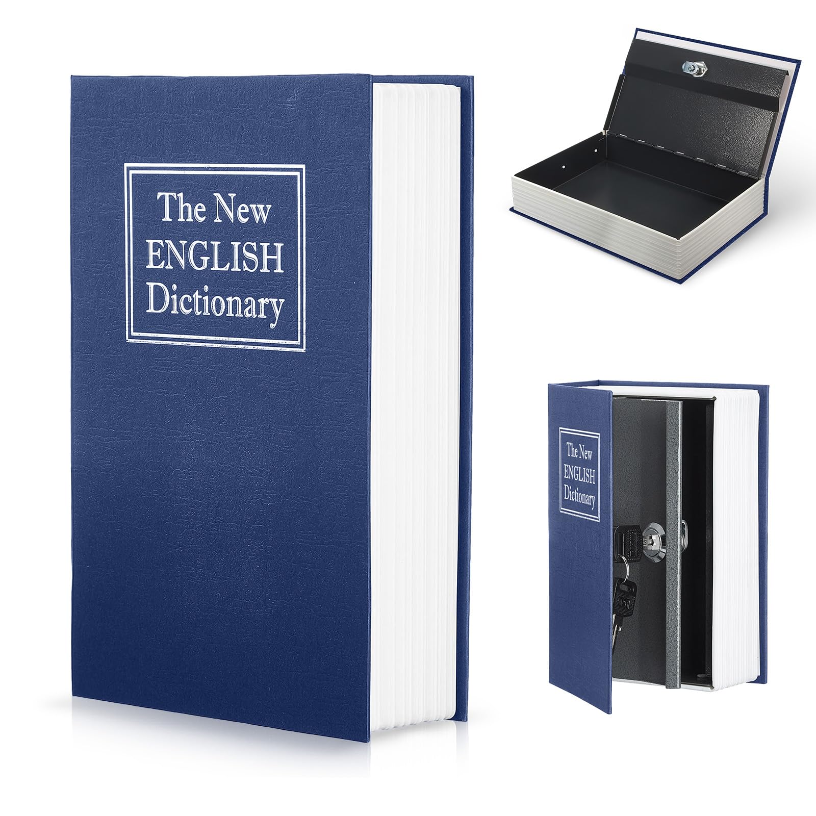 Hidden Book Safe Box - Security Storage for Jewelry, Passport, Money & Coins | Disguised Dictionary Book Safe for Home & Office | Blue Secret Storage Solution (Great for Travel, Emergency Cash, Valuables Protection)