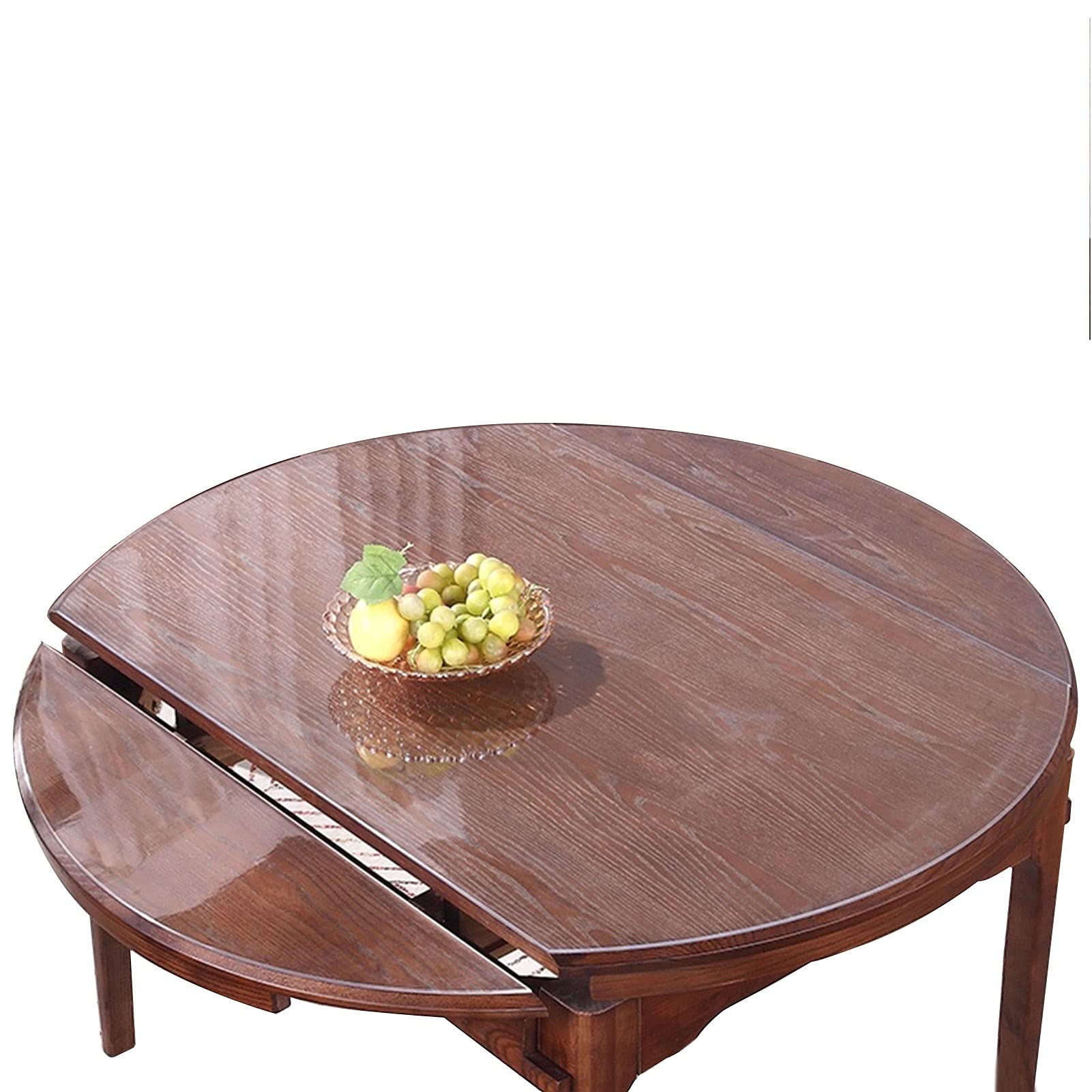 Clear PVC Dining Table Protector Pad Cover - Heat Resistant 2mm Thick Plastic Tablecloth for Kitchen & Dining Room - Round Table Top Protector Mat for Everyday Use & Special Occasions