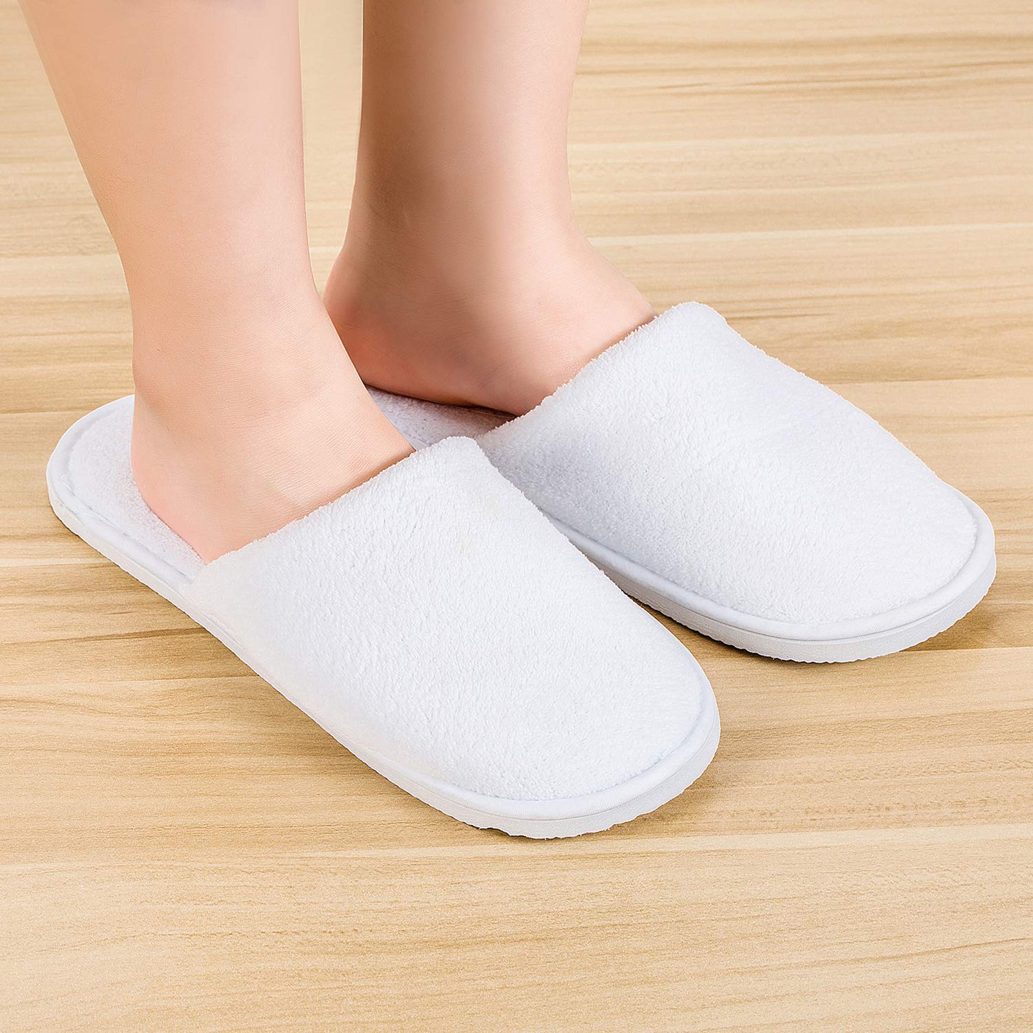 AhfuLife 5 Pairs Premium Hotel Slippers - Disposable Closed-Toe Non-Slip Guest Slippers for Men & Women | Perfect for Spa, Travel, Weddings, Parties & Home Use