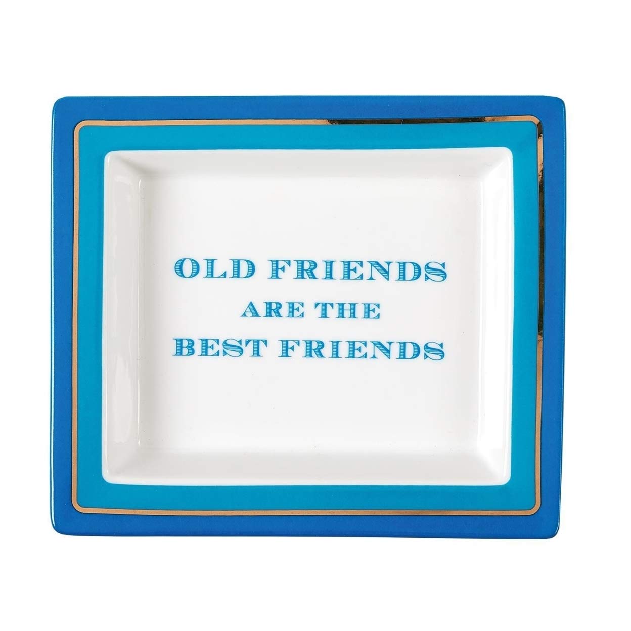 Two's Company Wise Sayings 'Old Friends Are The Best Friends' Desk Tray Set in Gift Box - Perfect Office Organizer for Pens, Notes & Stationery | Thoughtful Gift for Best Friends & Coworkers