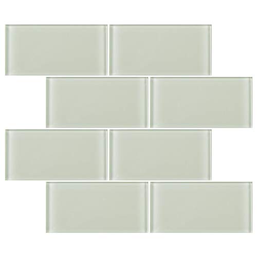 3x6 Inch Glass Subway Wall Tile - White Bathroom & Kitchen Backsplash Tile (5 Sq Ft Box of 40 Pieces, Crystal White) | Perfect for Shower Walls, Kitchen Splashbacks & Home Renovation Projects