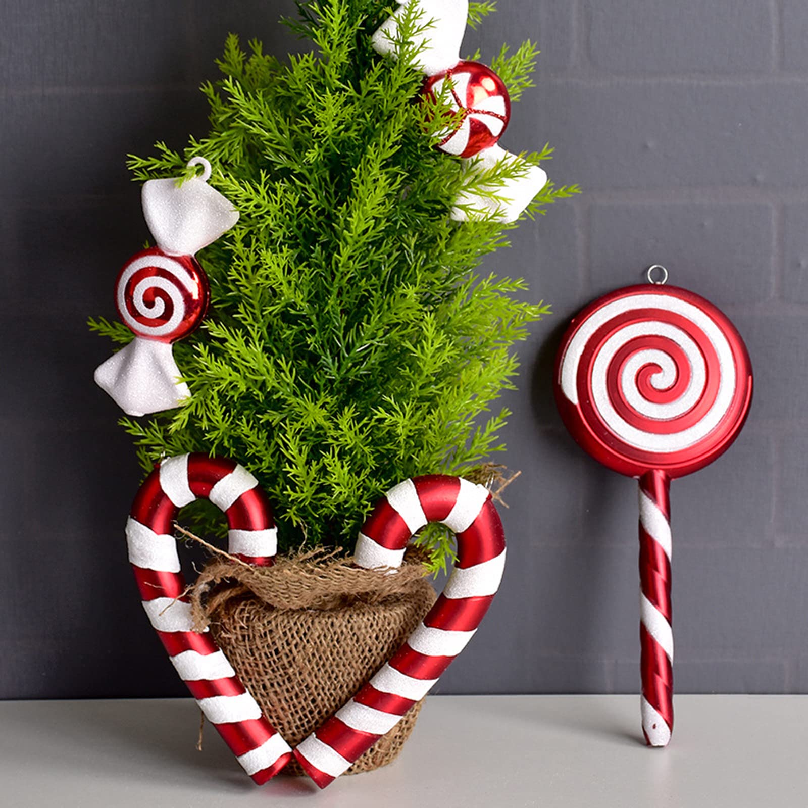 5 PCS Glitter Candy Cane Lollipop Christmas Ornaments - Red Christmas Tree Hanging Decorations for Home, Party & Holiday Crafts | Perfect for Christmas Tree Decor, Gift Wrapping & Festive DIY Projects