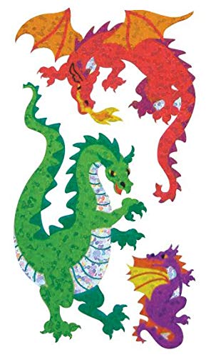 Jillson & Roberts Bulk Roll Prismatic Stickers - 50 Repeats Dragon Design for Scrapbooking, DIY Crafts & Kids Activities