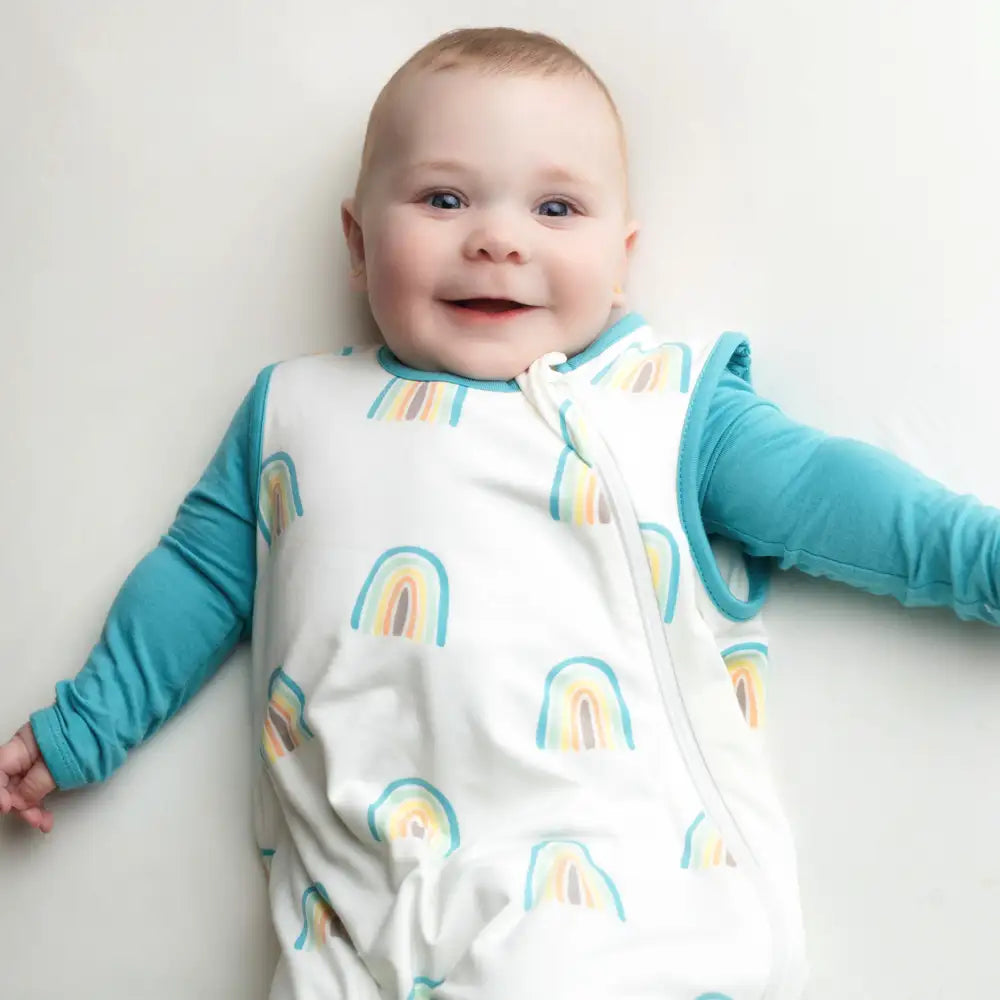 Kyte Baby 0.5 Tog Sleep Sack - Lightweight Baby Sleeping Bag for Newborns & Infants - Makai Rainbow Print - Perfect for Nursery, Daycare & Travel