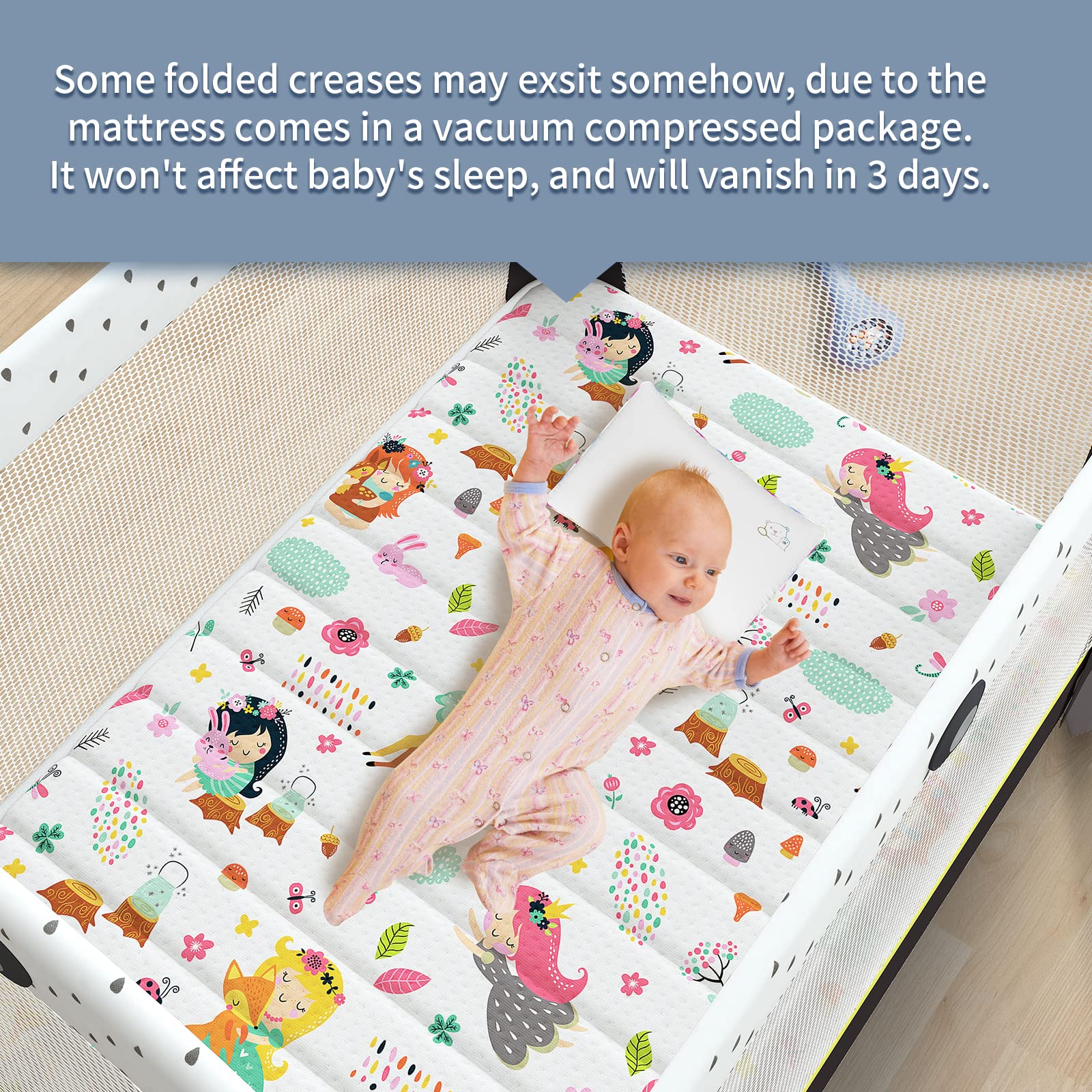 Quilted Pack n Play Mattress - 38x26 Inch Soft Portable Playpen Toddler Mattress with No Gaps Edge Reinforcement - Fits 29x40