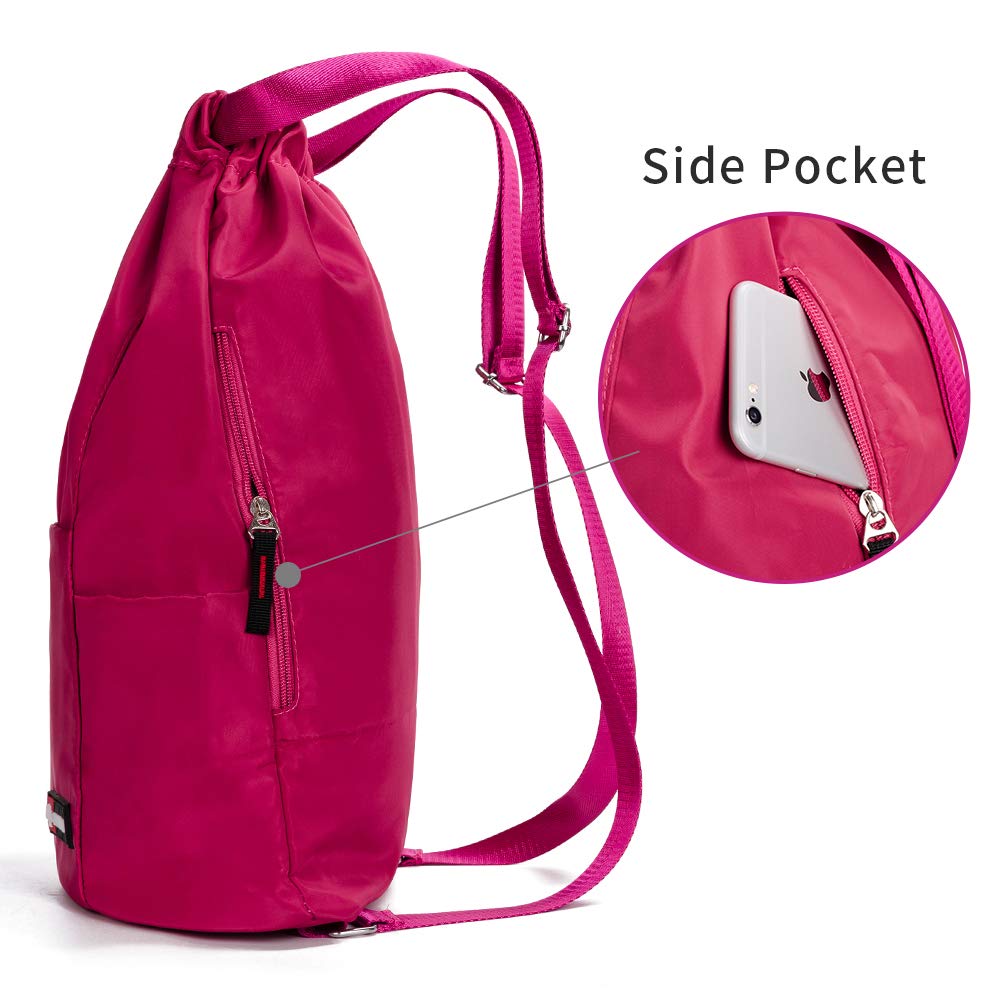 ZOORON Waterproof Gym Backpack for Men & Women - Lightweight Sports Drawstring Bag with Adjustable Straps, Perfect for Workout, Travel, Hiking & School (Black) - Compact Daypack for Fitness Enthusiasts & Outdoor Adventures