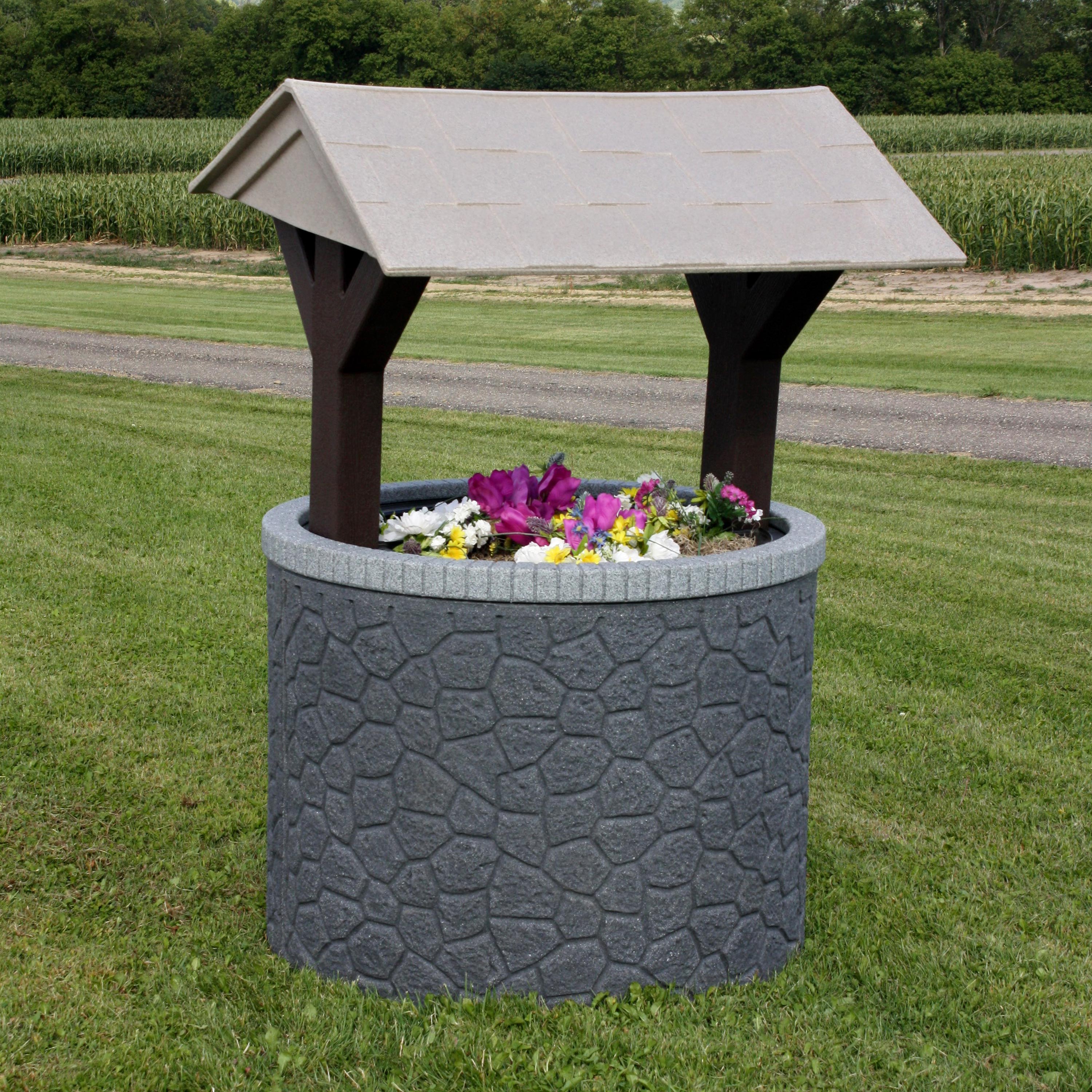 Durable Wishing Well Planter Cover with Base and Roof - Decorative Garden Tank Top for Septic System - Perfect for Outdoor Landscaping, Yard Decor, and Garden Accents