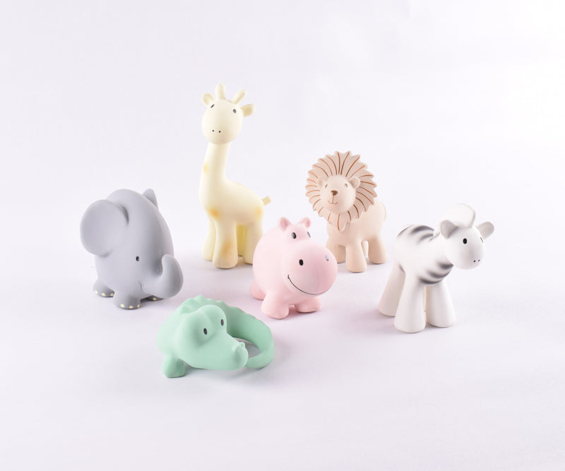 Tikiri My First Zoo Animals - Natural Rubber Baby Teething Toys for Infants & Toddlers - Safe & Non-Toxic Chew Toys for Soothing Sore Gums - Perfect for Playtime, Learning & Sensory Development