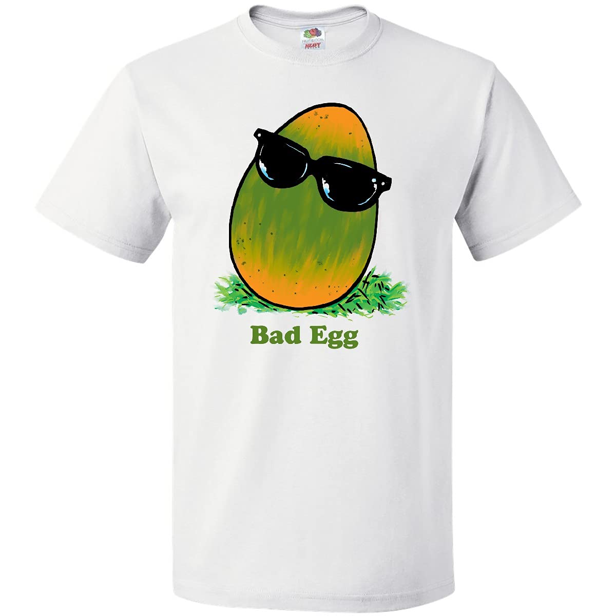 Easter Green and Yellow Bad Egg with Sunglasses Graphic T-Shirt - Fun Holiday Party Apparel for Easter Celebrations