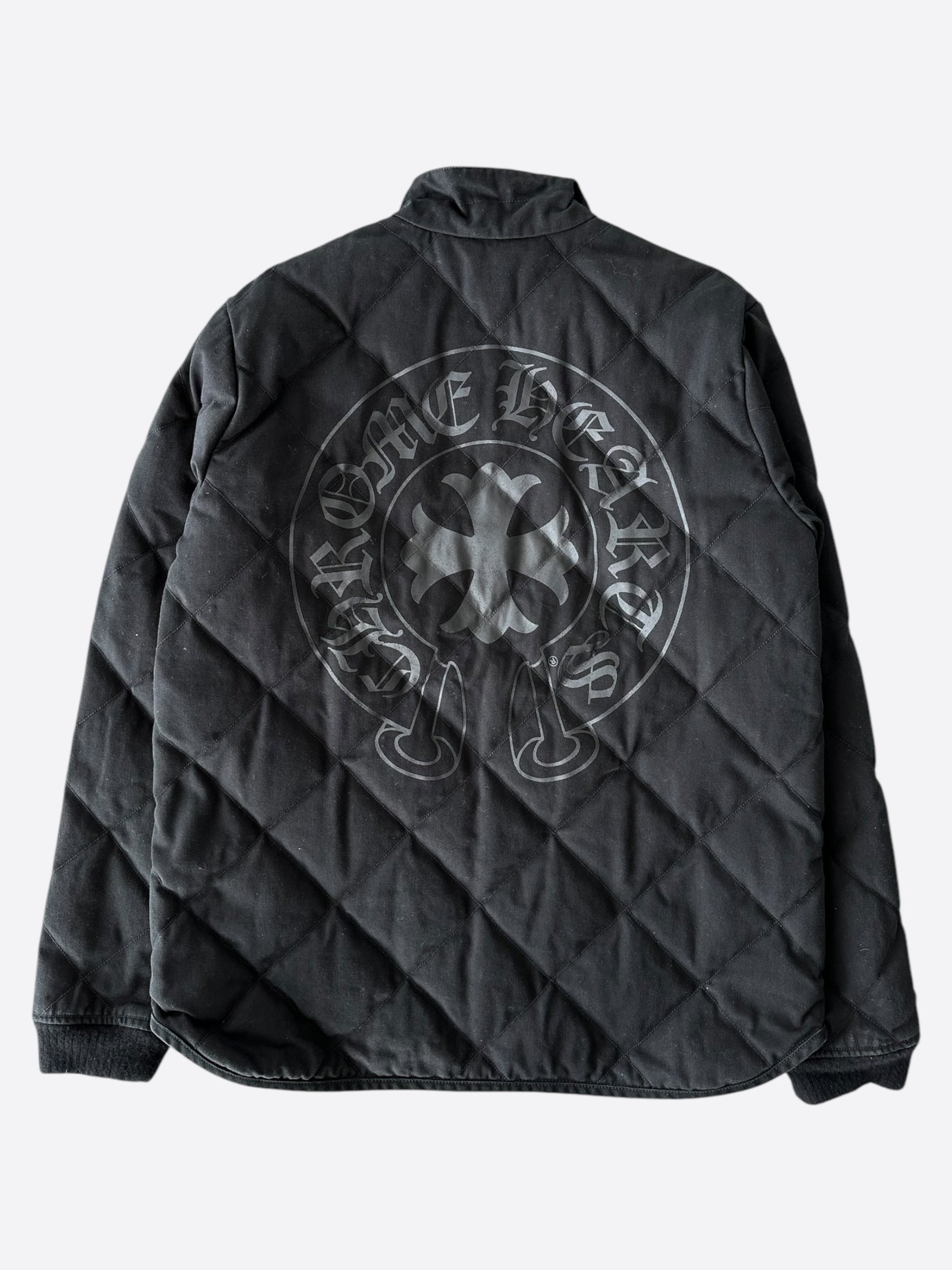 Chrome Hearts Black Quilted Horseshoe Logo Jacket - Stylish Biker Jacket for Men & Women | Perfect for Motorcycle Rides, Night Out & Streetwear Fashion