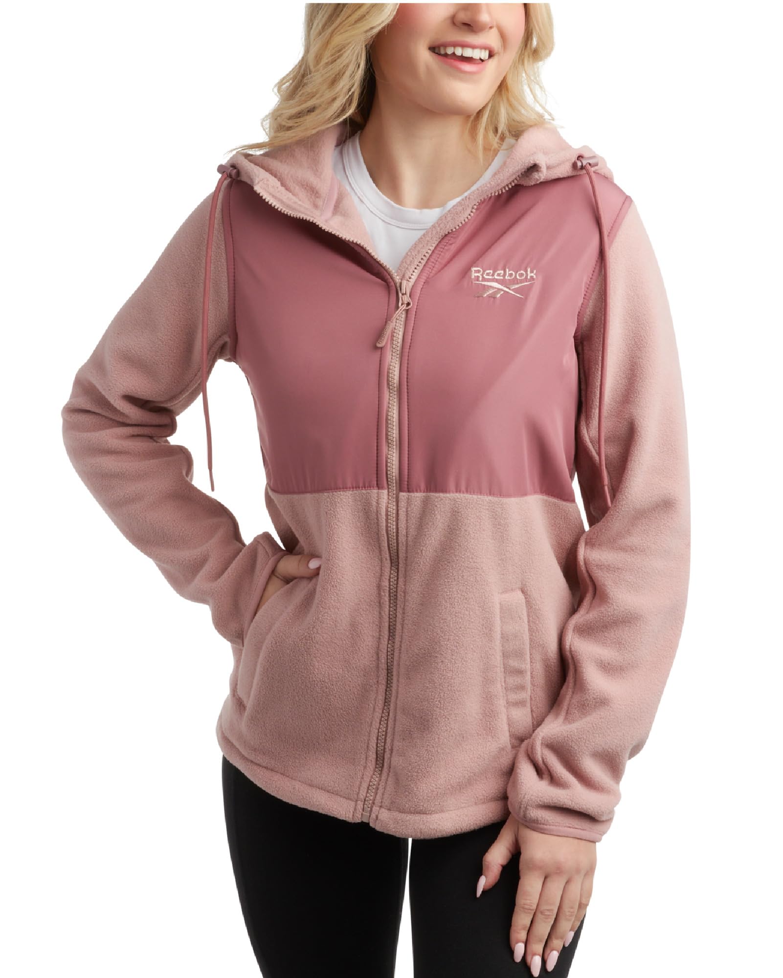 Reebok Women's Lightweight Polar Fleece Sweatshirt Jacket - Soft Warm Winter Coat for Outdoor Activities, Running, Hiking (Sizes S-XL)