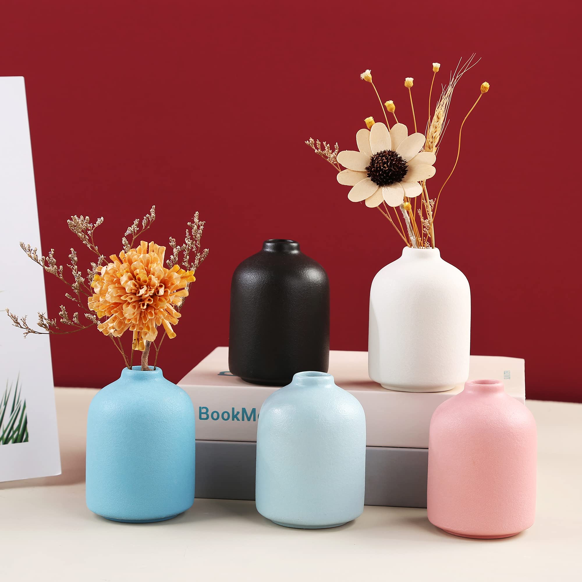 Handmade Black Ceramic Vase for Home Decor - Elegant Flower Vase for Dried Flowers, Living Room Centerpiece, Wedding & Photo Shoot Props | Perfect for Boho, Farmhouse & Modern Interior Design
