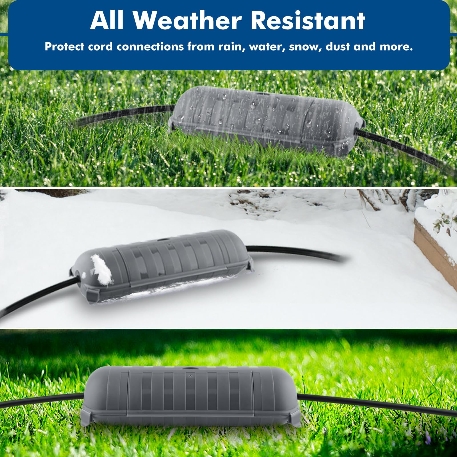 2 Pack Outdoor IP44 Waterproof Electrical Junction Box by Restmo - Weatherproof Extension Cord Cover & Safety Enclosure for Holiday Lights, Power Tools, Garden Fountains (Gray) - Perfect for Outdoor Decorations, DIY Projects & Wet Environment Protection