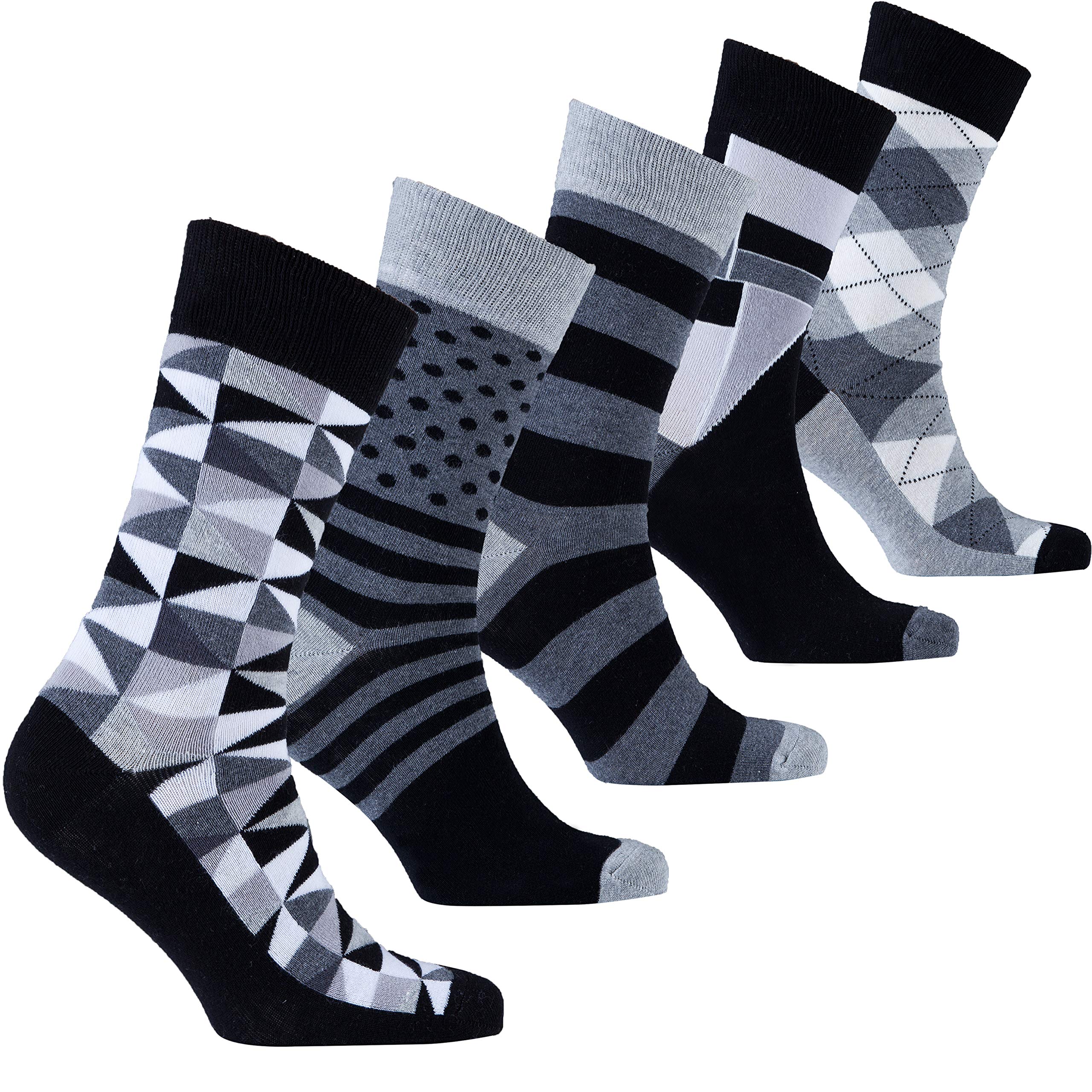 Men's 5-Pair Luxury Colorful Cotton Novelty Dress Socks Gift Box - Fun & Stylish Socks for Work, Parties & Gifts
