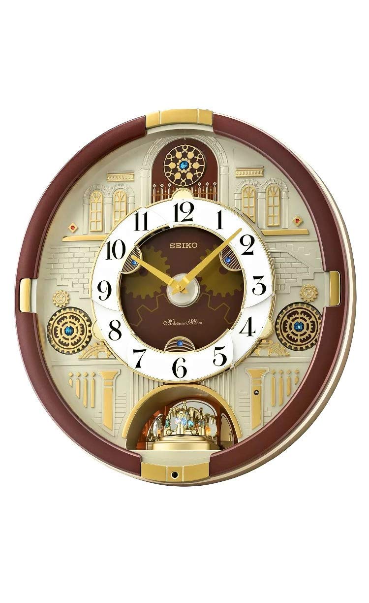 Seiko Melodies in Motion Wall Clock - Elegant Musical Decor for Living Room, Bedroom & Office | Battery Operated Silent Sweep Quartz Movement
