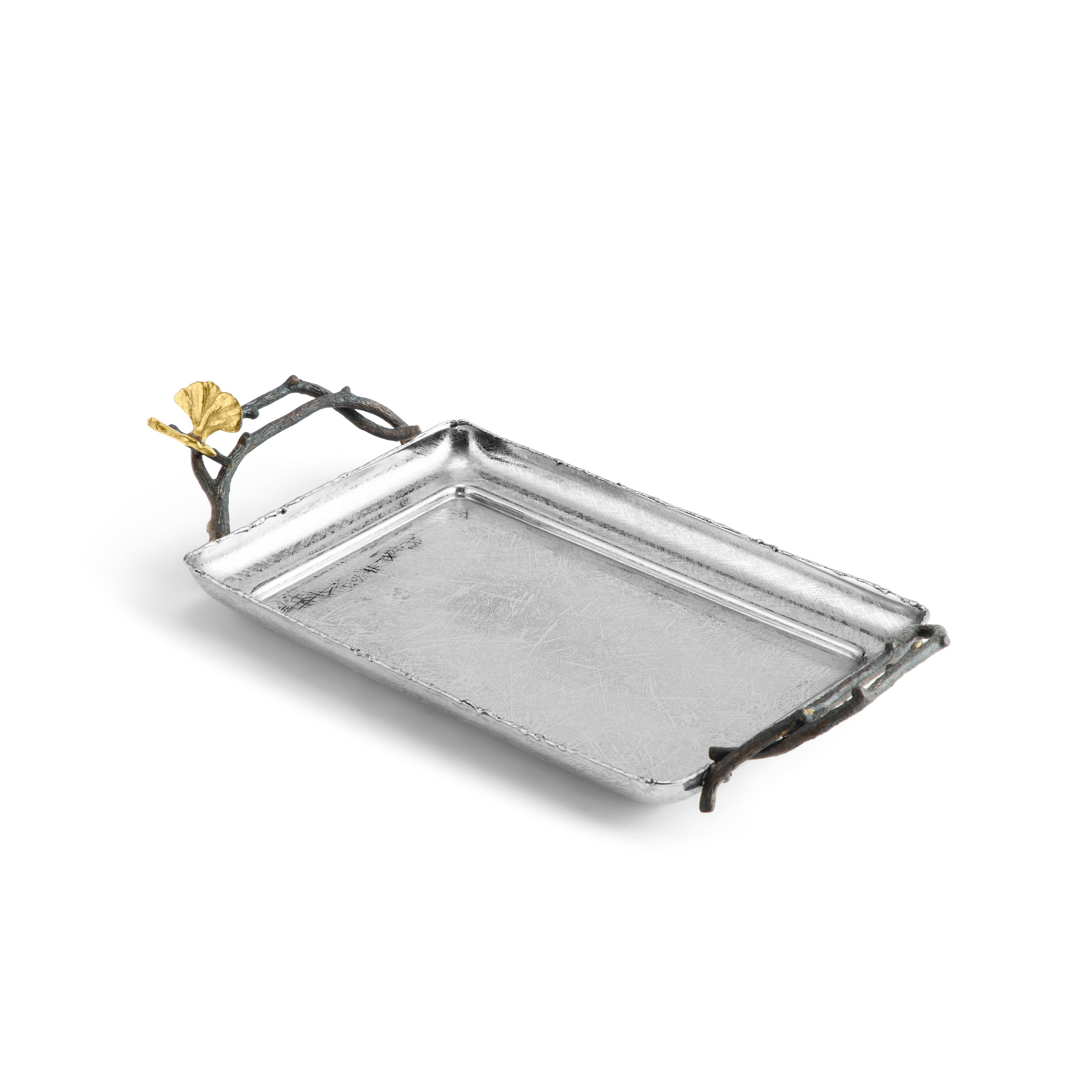 Elegant Butterfly Ginkgo Small Tray with Two Handles - Perfect for Home Decor, Jewelry Organizer & Bathroom Essentials Storage