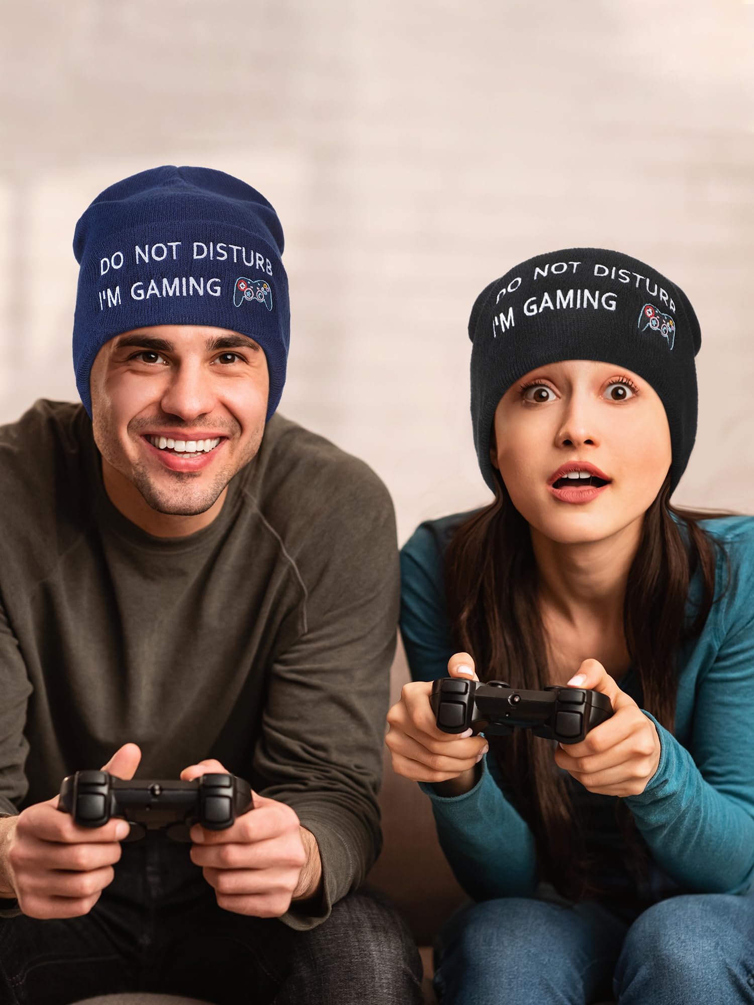 Funny Gamer Beanie Hat - 4 Pack Knitted Gaming Hats for Men & Boys - 