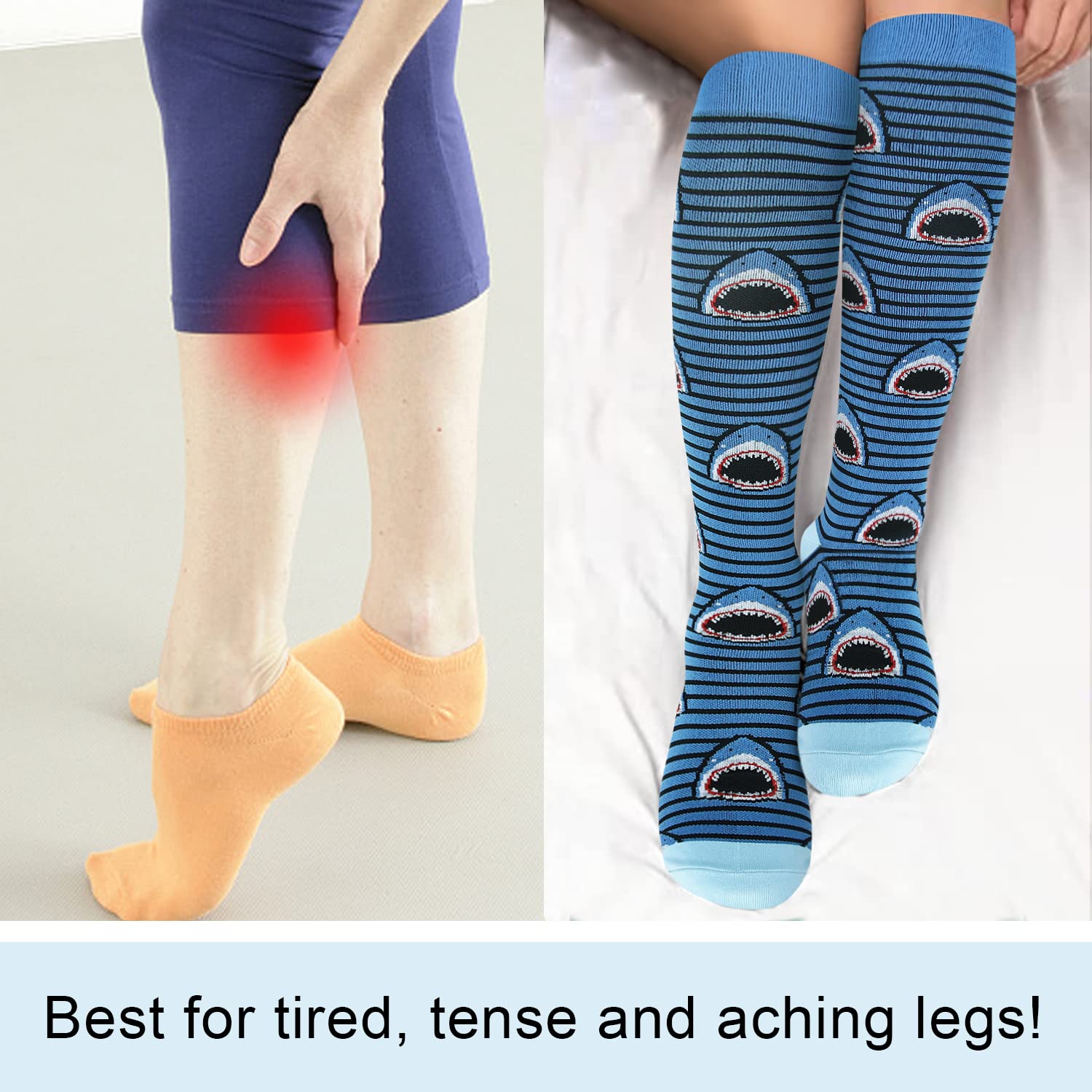 Junely 20-30 mmHg Compression Socks for Women - Knee High Support Socks for Circulation, Nurses, Pregnancy, Running & Travel - Ideal for Sports, Work & Long Flights