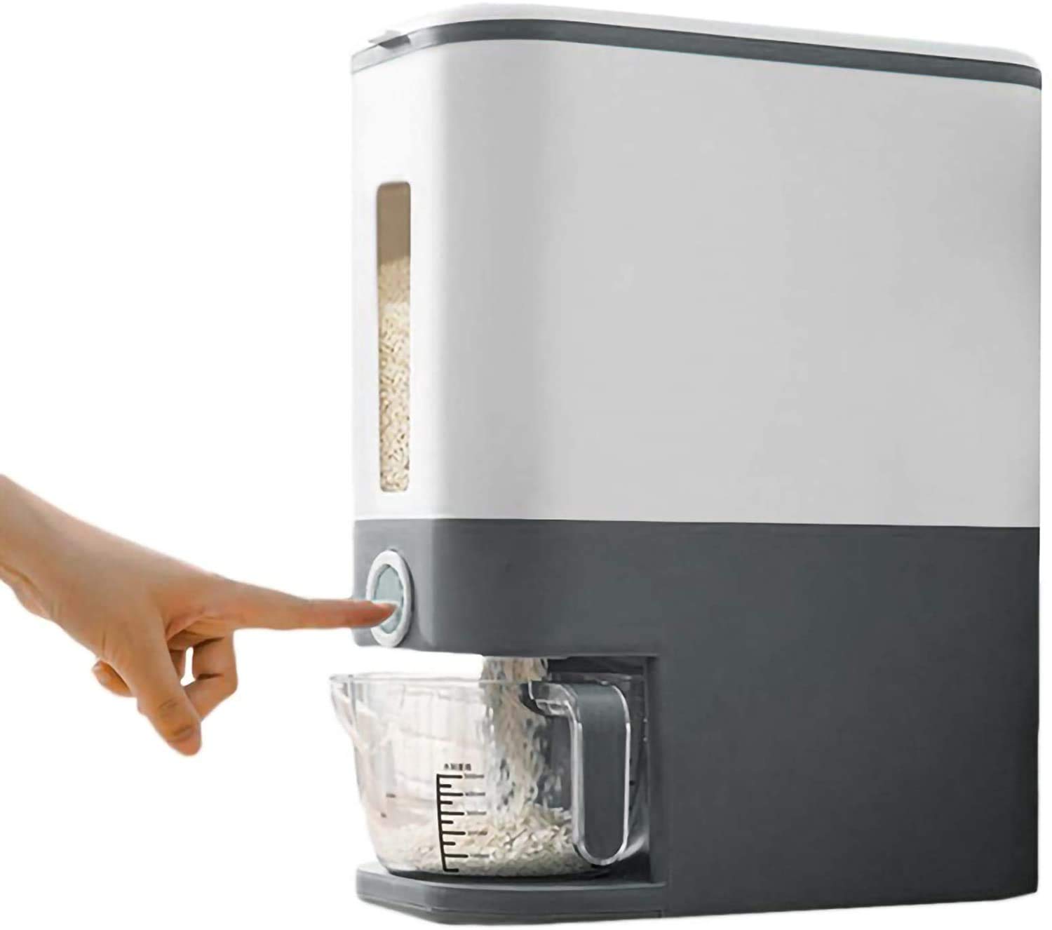 **Large Airtight Rice Dispenser & Grain Storage Container - 10L Sealed Dry Food Dispenser for Rice, Cereal, Pasta, Flour - Kitchen & Pantry Organization Essentials (Gray)**    *(Perfect for Meal Prep, Bulk Food Storage, and Countertop Organization in Home Kitchens)*