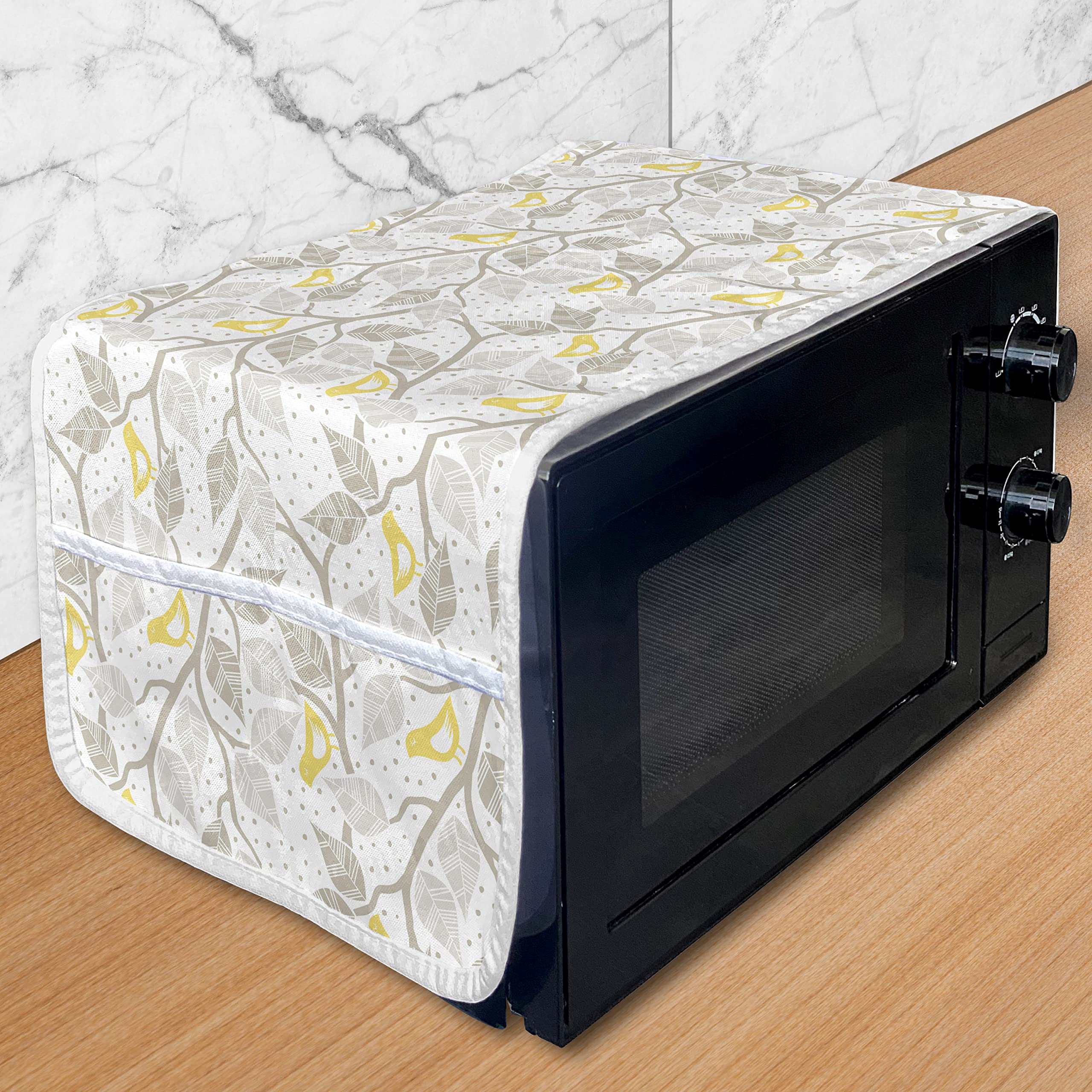 Ambesonne Birds Microwave Cover - Waterproof Kitchen Organizer with Pockets, 36