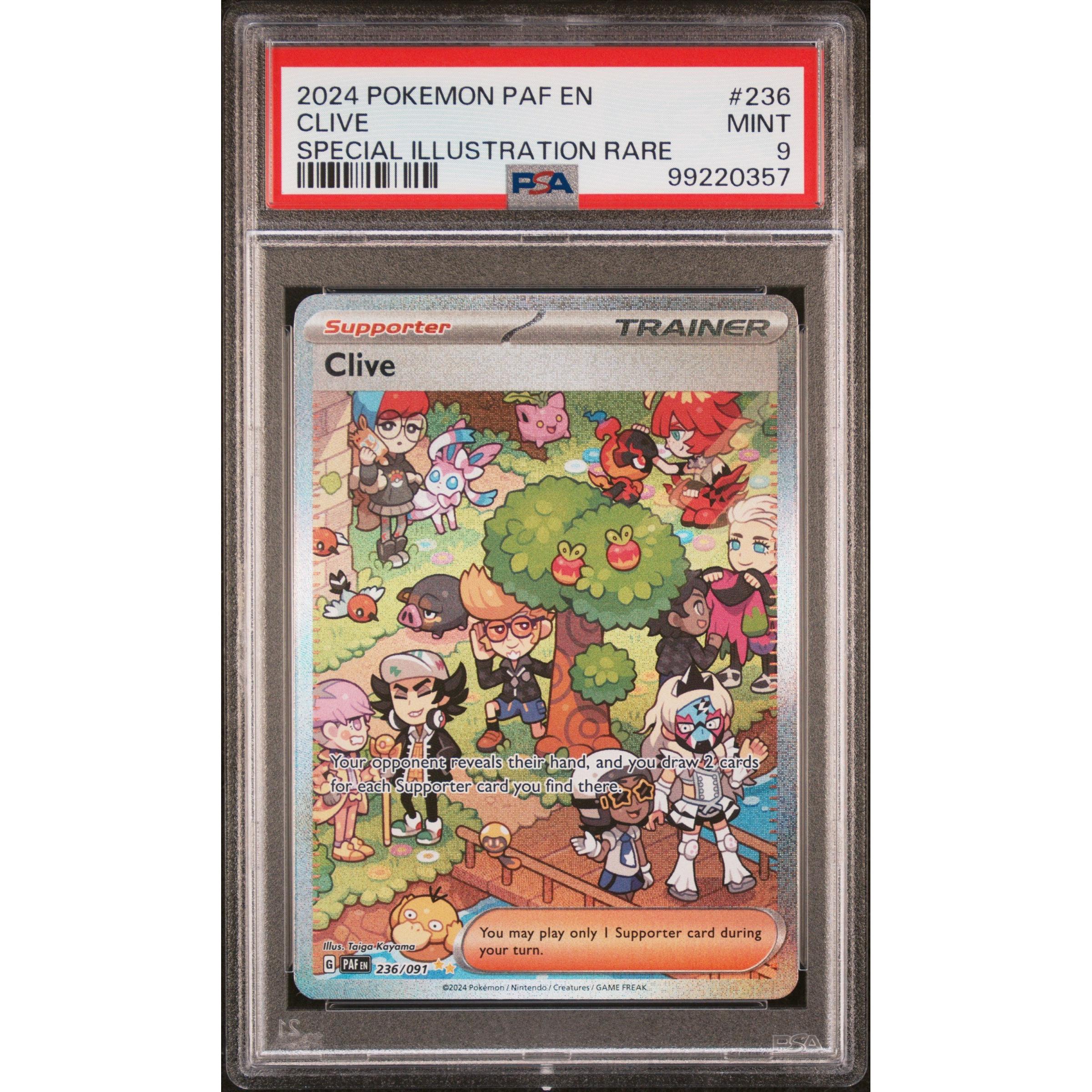 2024 Pokemon Paldean Fates Clive 236/091 PSA 9 Graded Card - Rare Collectible for Pokemon TCG Fans & Trading Card Game Players (Perfect for Display, Investment & Gaming Battles)