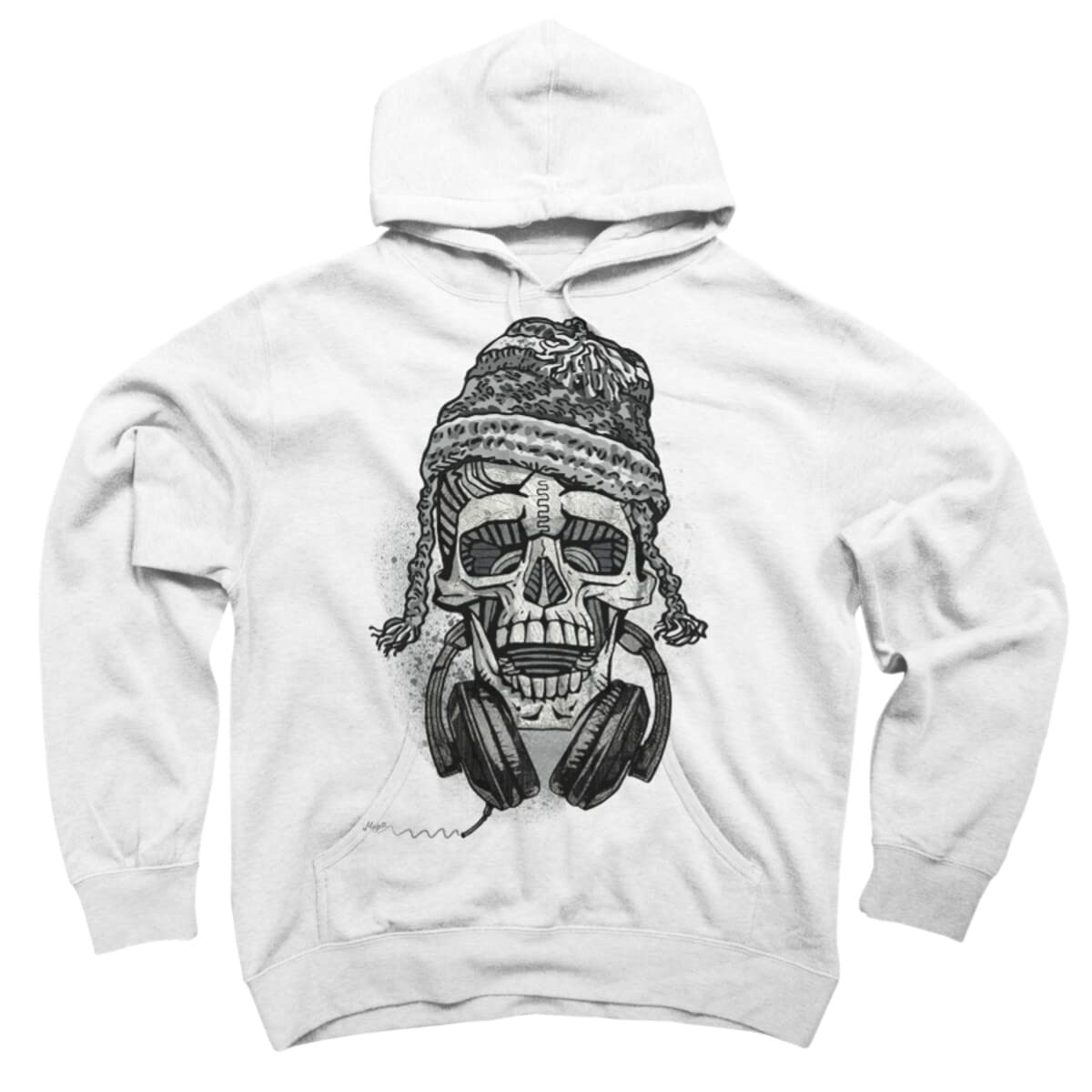MudgeStudios Unisex Snowboarder Skull with Headphone Hoodie - Winter Sports & Streetwear Fashion for Snowboarding, Skateboarding & Casual Wear
