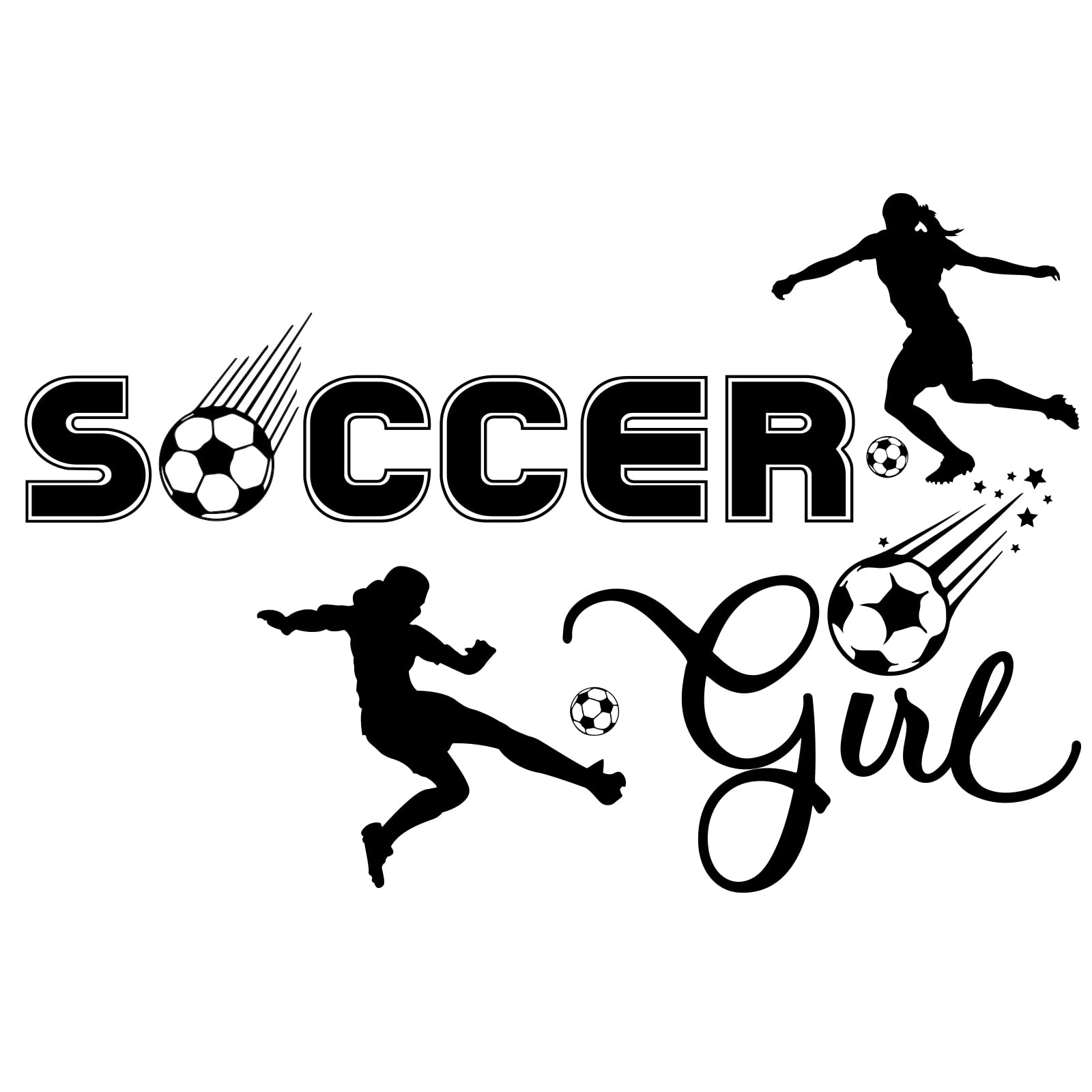PLIGREAT Inspirational Soccer Girl Quotes Wall Decals - Peel & Stick Removable Vinyl Soccer Ball Stickers for Girls Bedroom, Playroom & Indoor Stadium - Perfect Wall Art Decor for Soccer Fans & Sports Themed Rooms