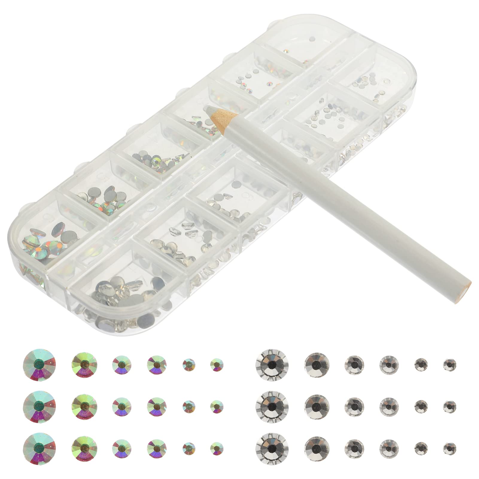 VICASKY Nail Art Kit with Rhinestones, Nail Gems, Drill Bits & Glue - 3D Glass Diamonds, White Round Stickers & Manicure Charms for Professional & DIY Nail Designs | Perfect for Salons, Home Use & Special Occasions