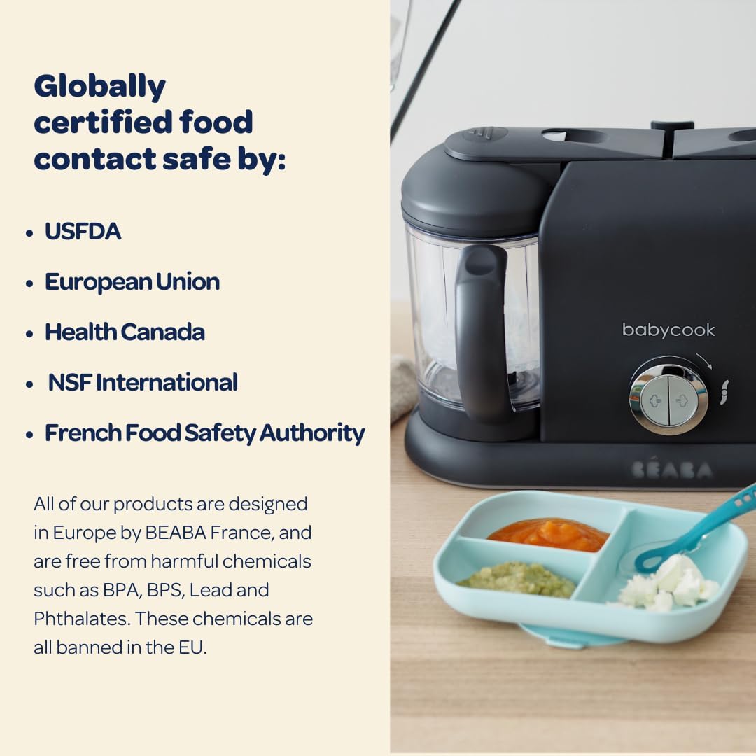 BEABA Babycook Duo 4-in-1 Baby Food Maker - Steamer, Blender & Grinder for Homemade Purees with Auto Steam Cooking, 9.1 Cup Capacity (54 Servings in 20 Mins) - Perfect for Busy Parents Making Healthy Baby Food at Home
