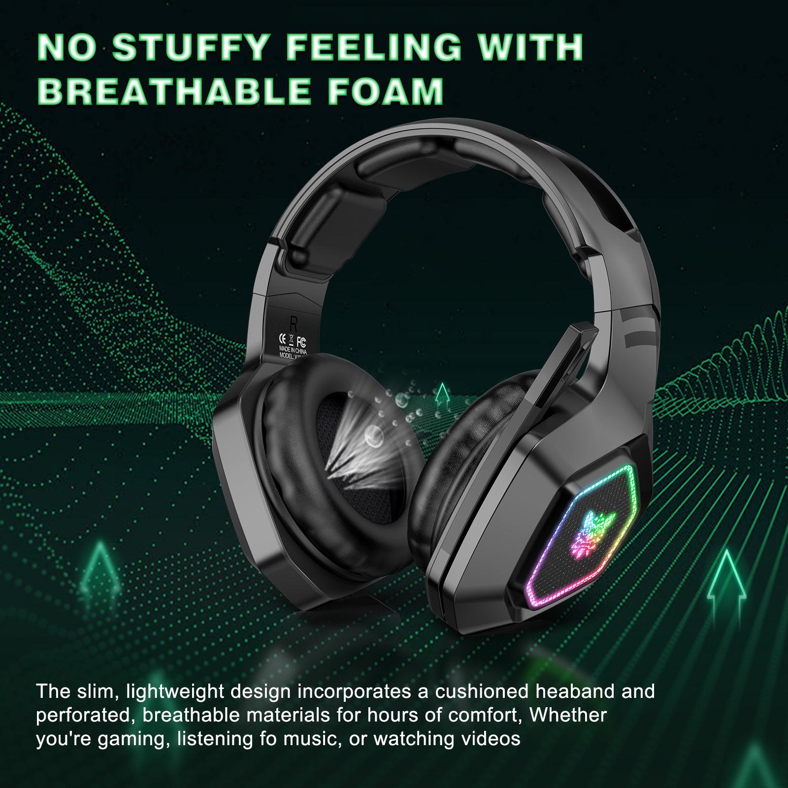 ONIKUMA B100 Wireless Gaming Headset - Bluetooth 2.4G & Wired 3-Mode Lightweight Over-Ear Headphones for PC, PS5, Xbox - Perfect for Esports, Streaming & Online Gaming