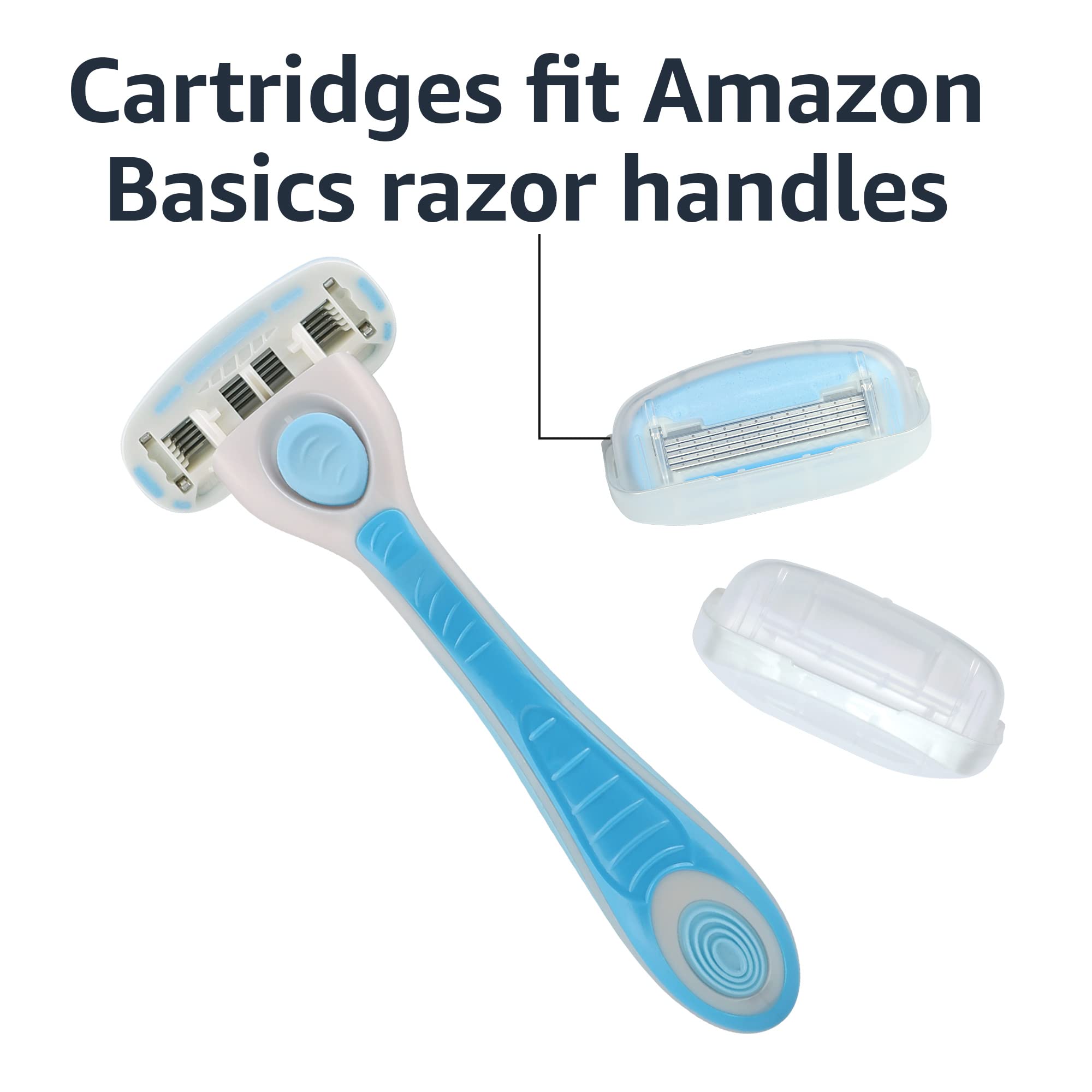 Amazon Basics 5-Blade Women's Razor with Handle, 2 Replacement Cartridges & Shower Hanger - Smooth Shaving for Legs, Underarms & Bikini Area - Cartridges Fit Amazon Basics Razor Handles Only (Previously Solimo) - Perfect for Home, Travel & Gym Use