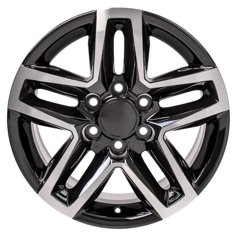 18 Inch CNC Black Wheel Replacement for Chevy Silverado Trail Boss 18x8.5 - CV34B Replica Rim - Durable Alloy Wheels for Off-Road & Street Driving
