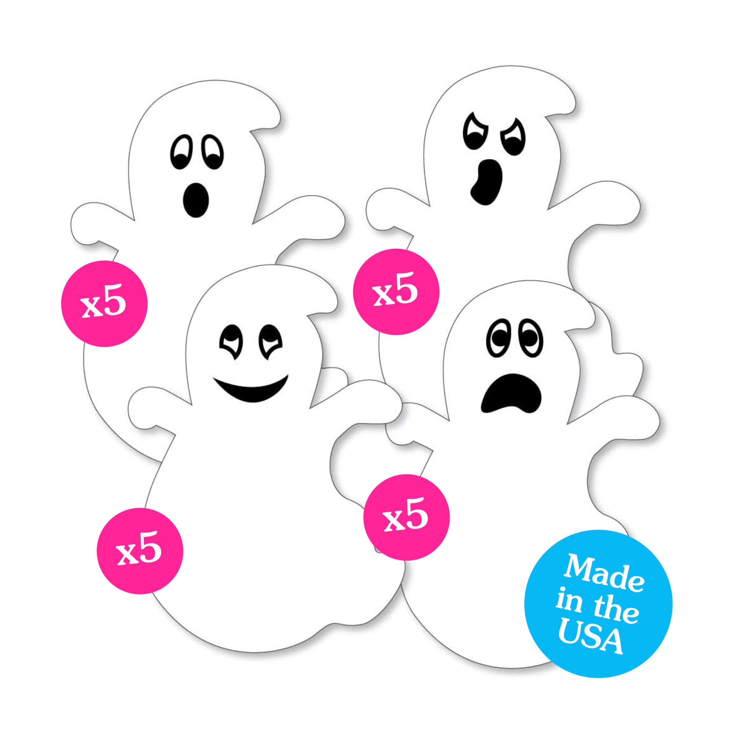 Spooky Ghost Halloween Decorations Set of 20 - DIY Cutouts for Party & Home Decor - Scary Ghost Decor for Halloween Party, Haunted House & Outdoor Decorations