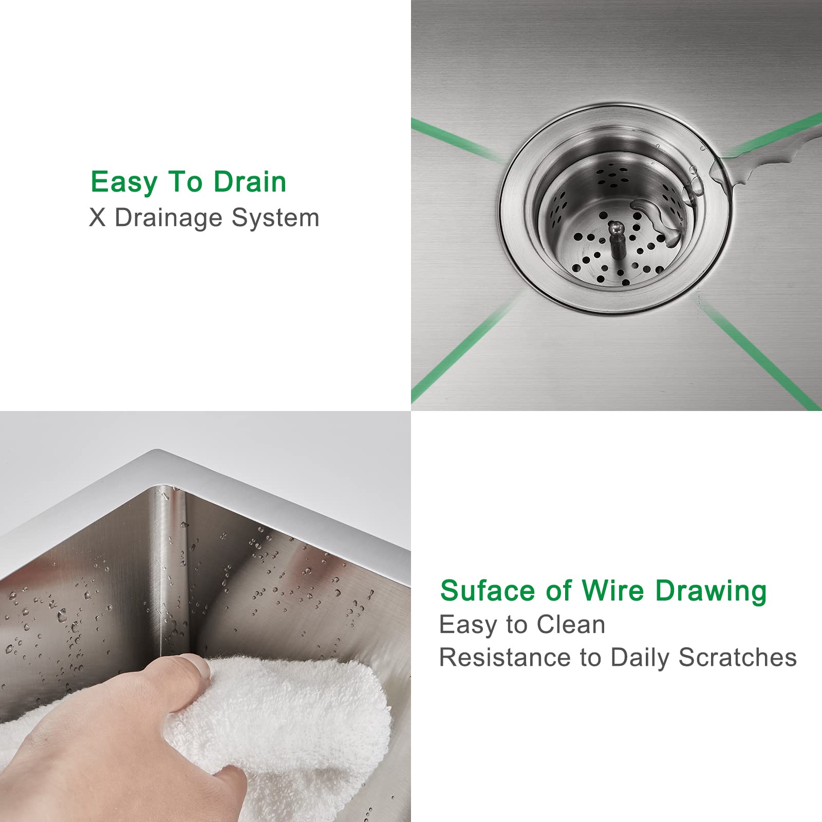 25x18 Inch Drop-in Tight Radius 18 Gauge Stainless Steel Kitchen Sink - Undermount Single Bowl for Modern Home & Restaurant Use