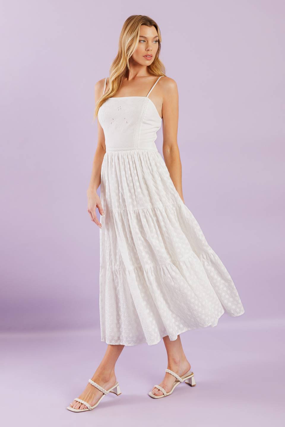 Enchanting Moments Woven Midi Dress - Elegant Floral Summer Dress for Women, Perfect for Weddings, Parties & Date Nights