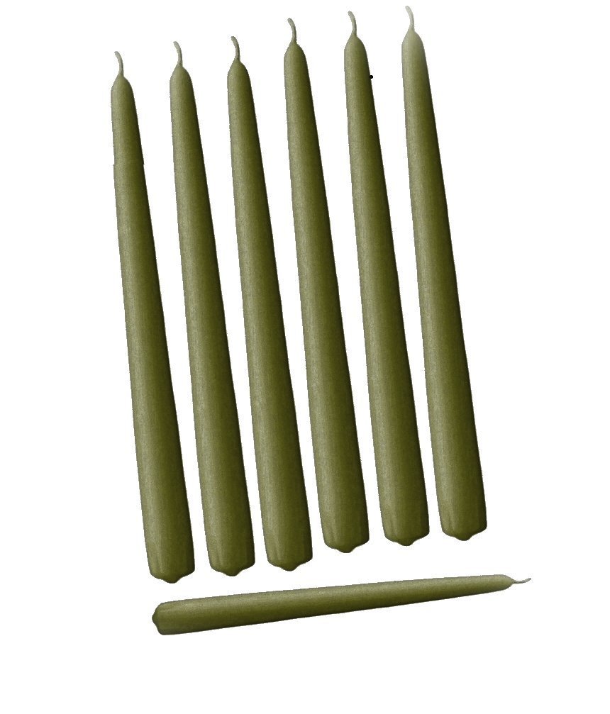 12 Inch Elegant Olive Green Taper Candles - Premium Quality, Individually Cello Wrapped, Set of 144 (Basil Scent) - Perfect for Weddings, Dinner Parties & Home Decor