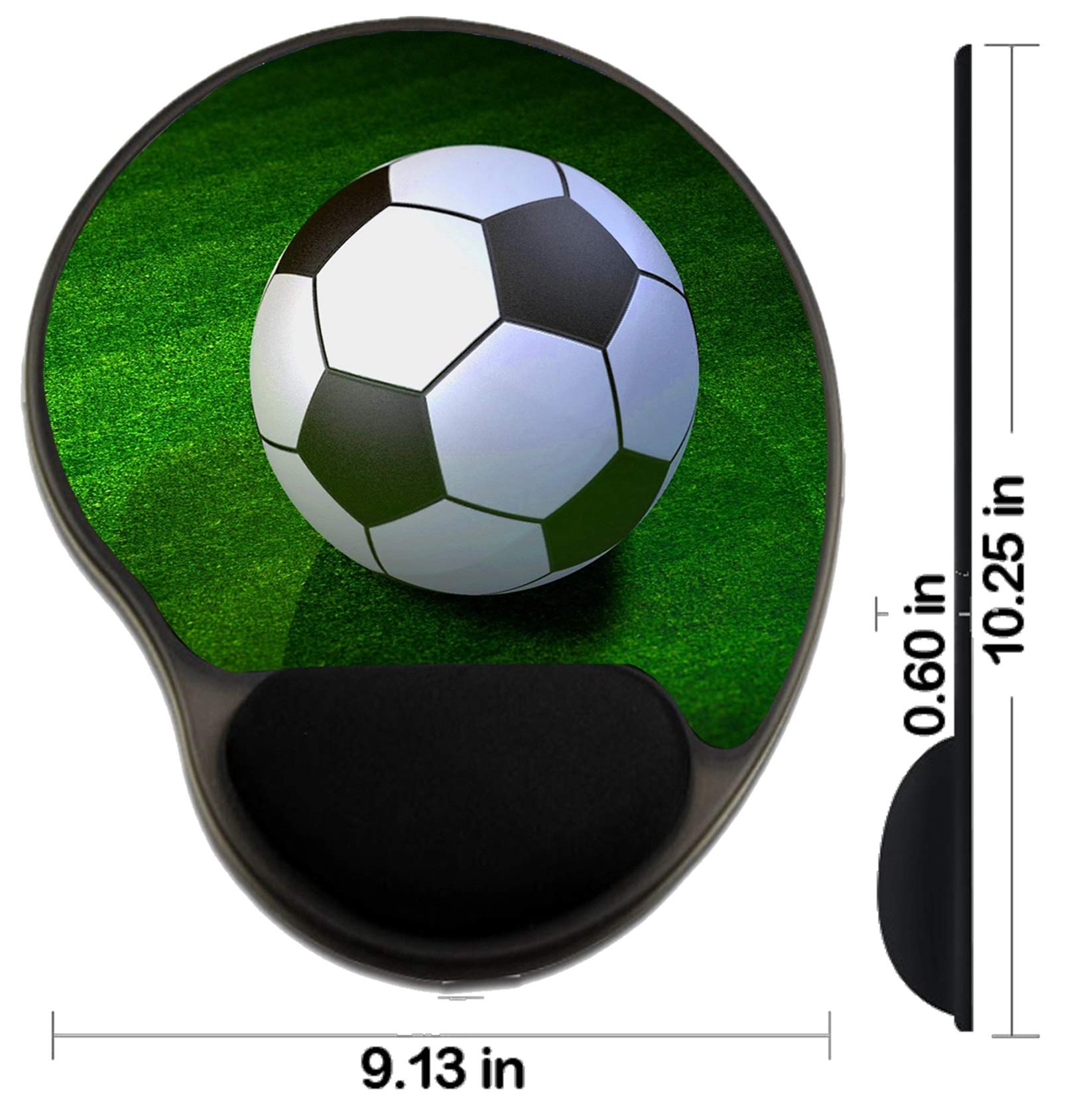 MSD Ergonomic Mouse Pad with Wrist Support - Soccer Ball Design Gaming Mouse Mat for PC, Laptop & Office Use - Perfect for Gamers, Programmers & Office Workers (Green/Black/White)