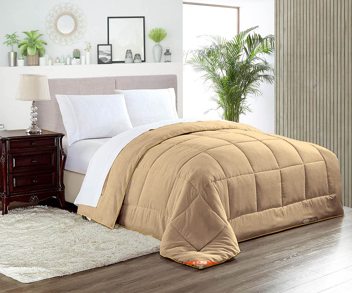 Premium Twin Comforter Set - 300 GSM Plush Siliconized Microfiber Fill, Box Stitched Quilted Design, Ultra Soft Taupe Duvet Insert with Matching Pillowcases | Perfect for Guest Rooms, Dormitories & Cozy Bedroom Decor
