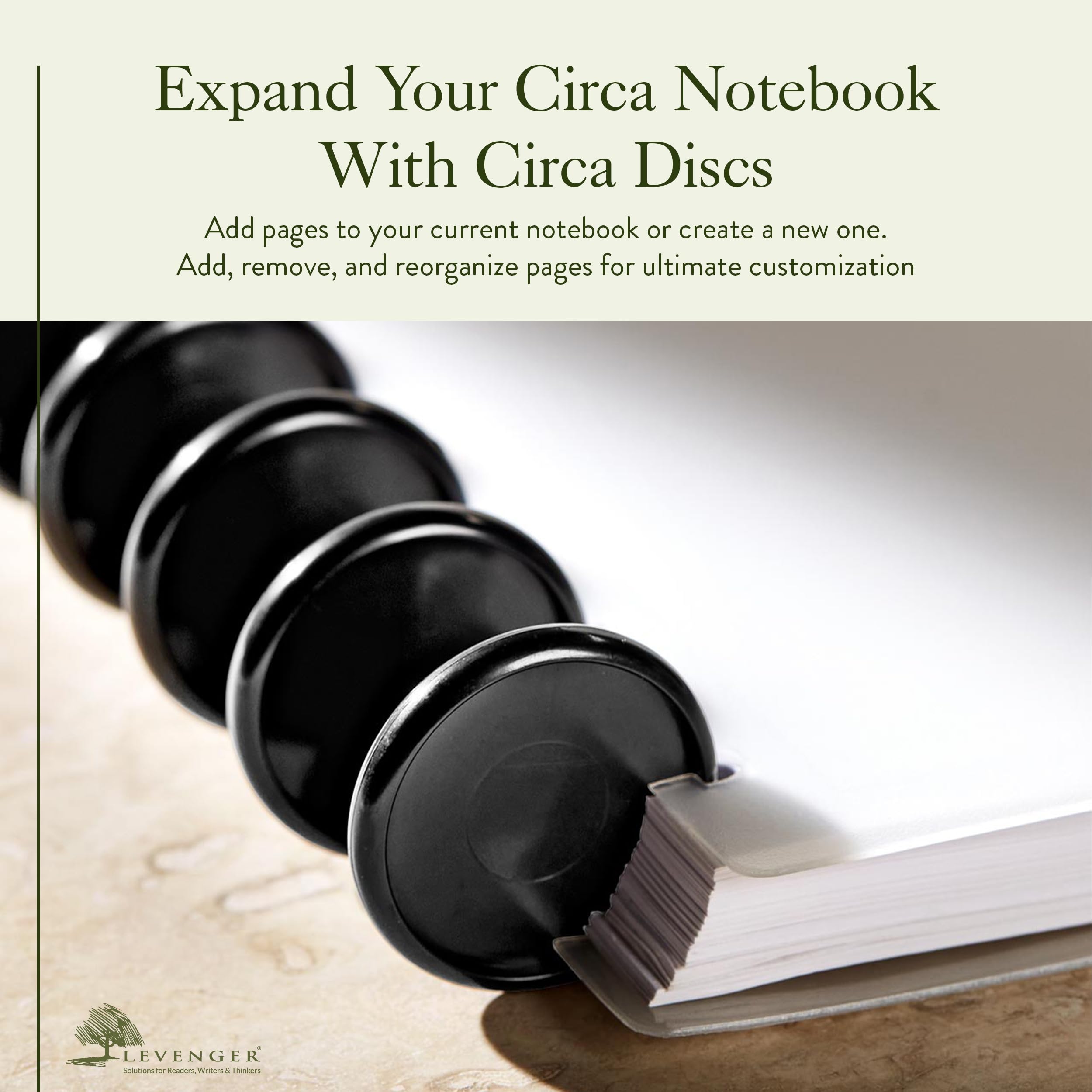 Levenger Circa Discs Binder Rings 22 Pack - 3 Inch Black Discbound Notebook Refills | Perfect for DIY Planners, Journals & Office Organization